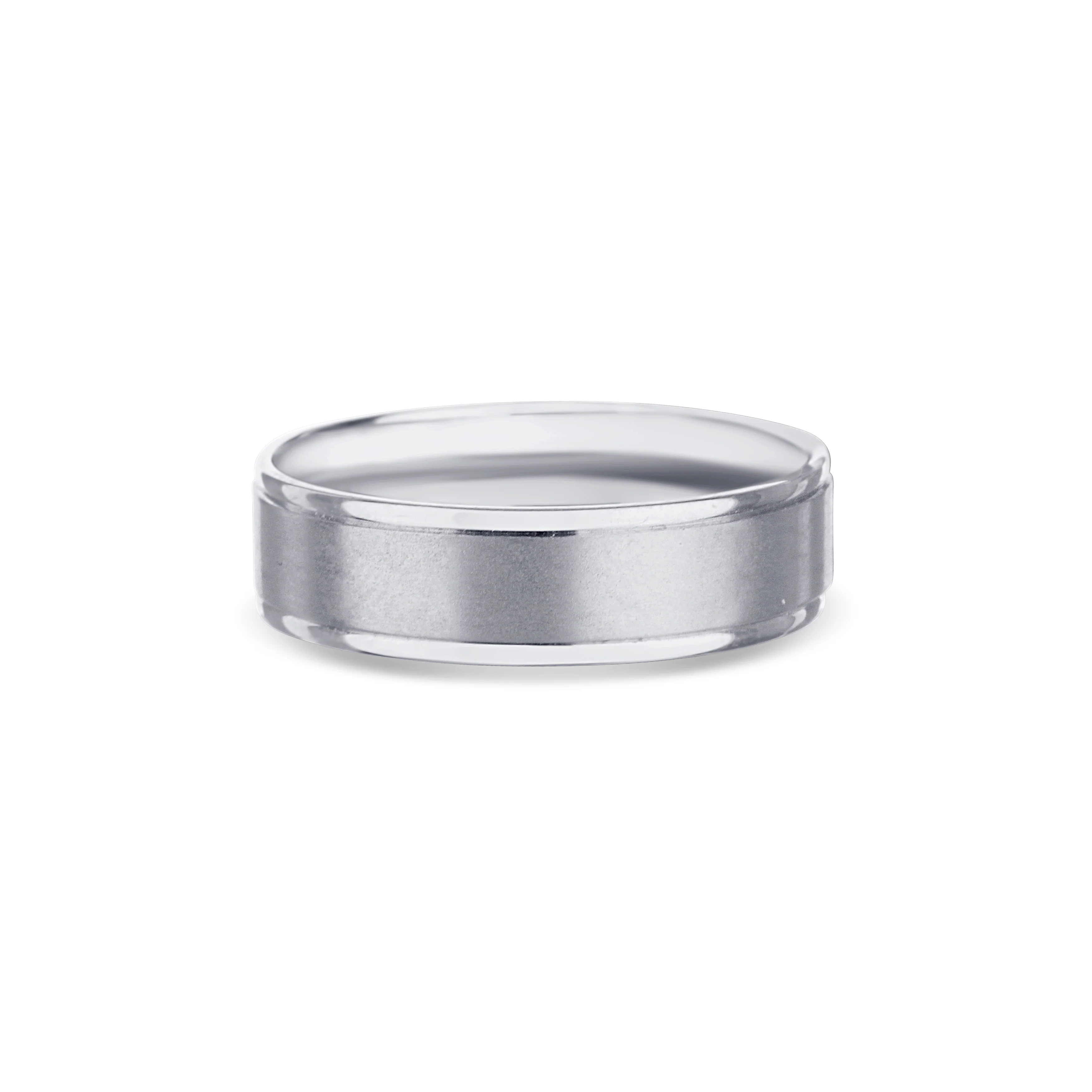 14K White Gold Round Edge Wedding Band