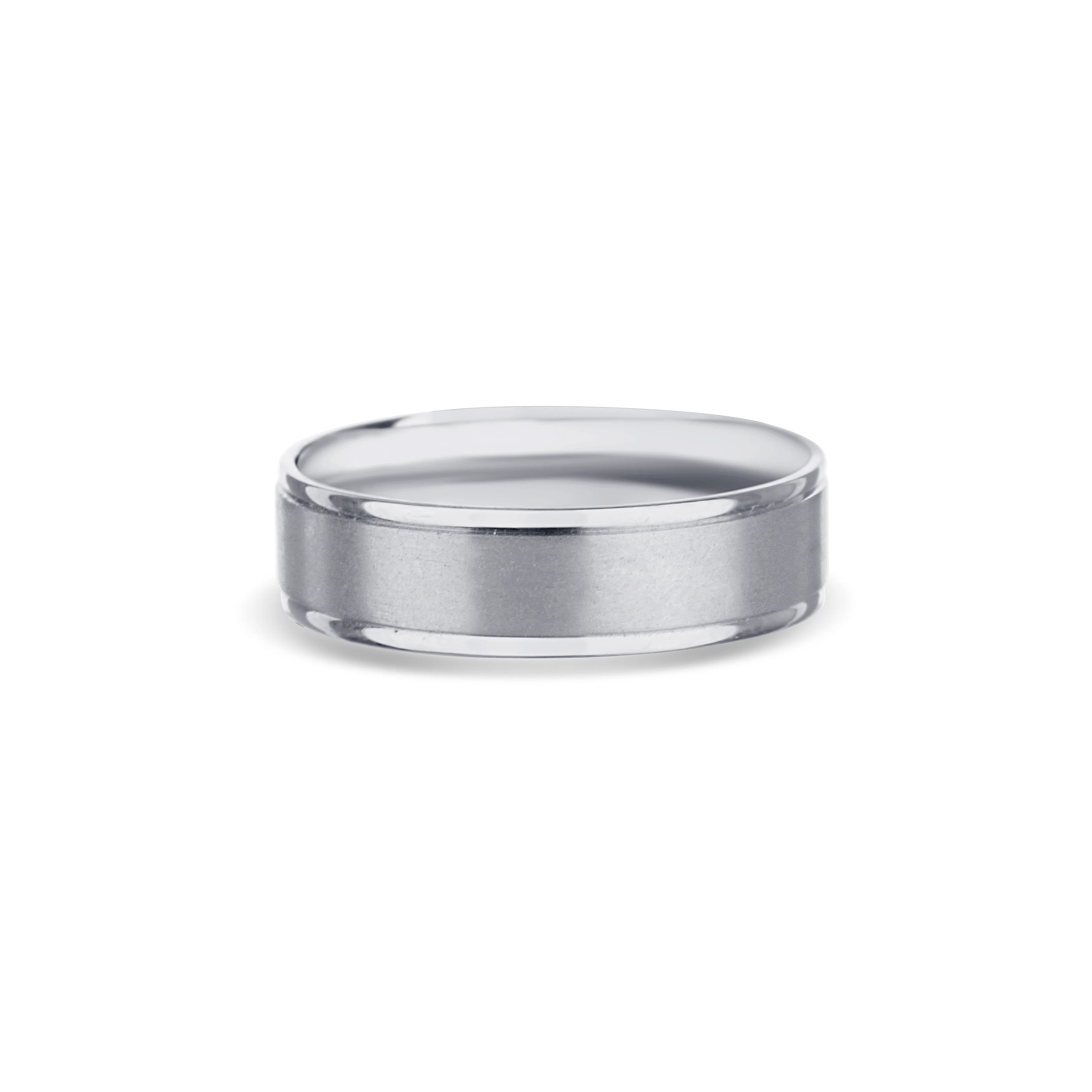 14K White Gold Round Edge Wedding Band - Image 2