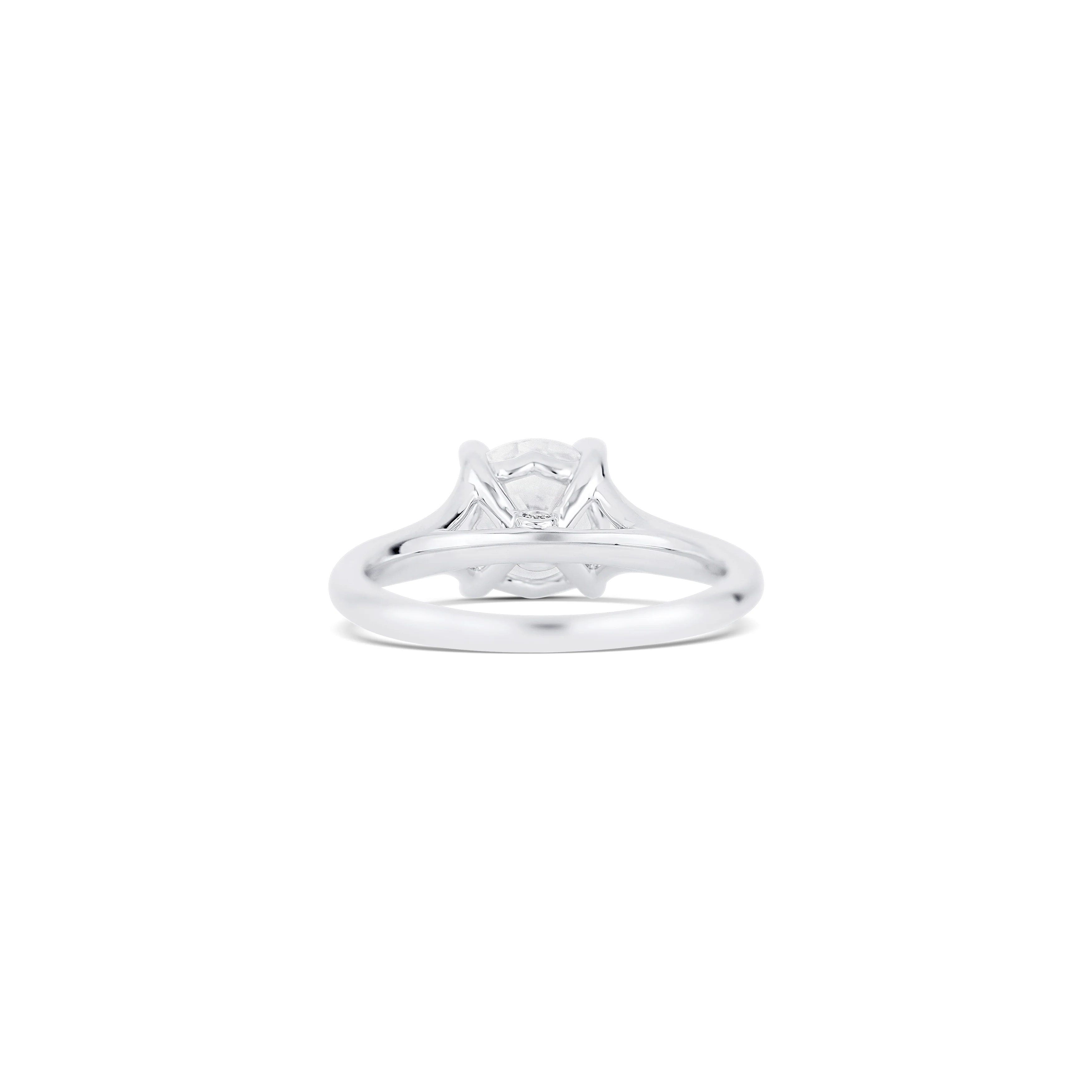 14K White Gold Round Solitaire With Delicate Split Band Engagement Ring Setting - Image 4
