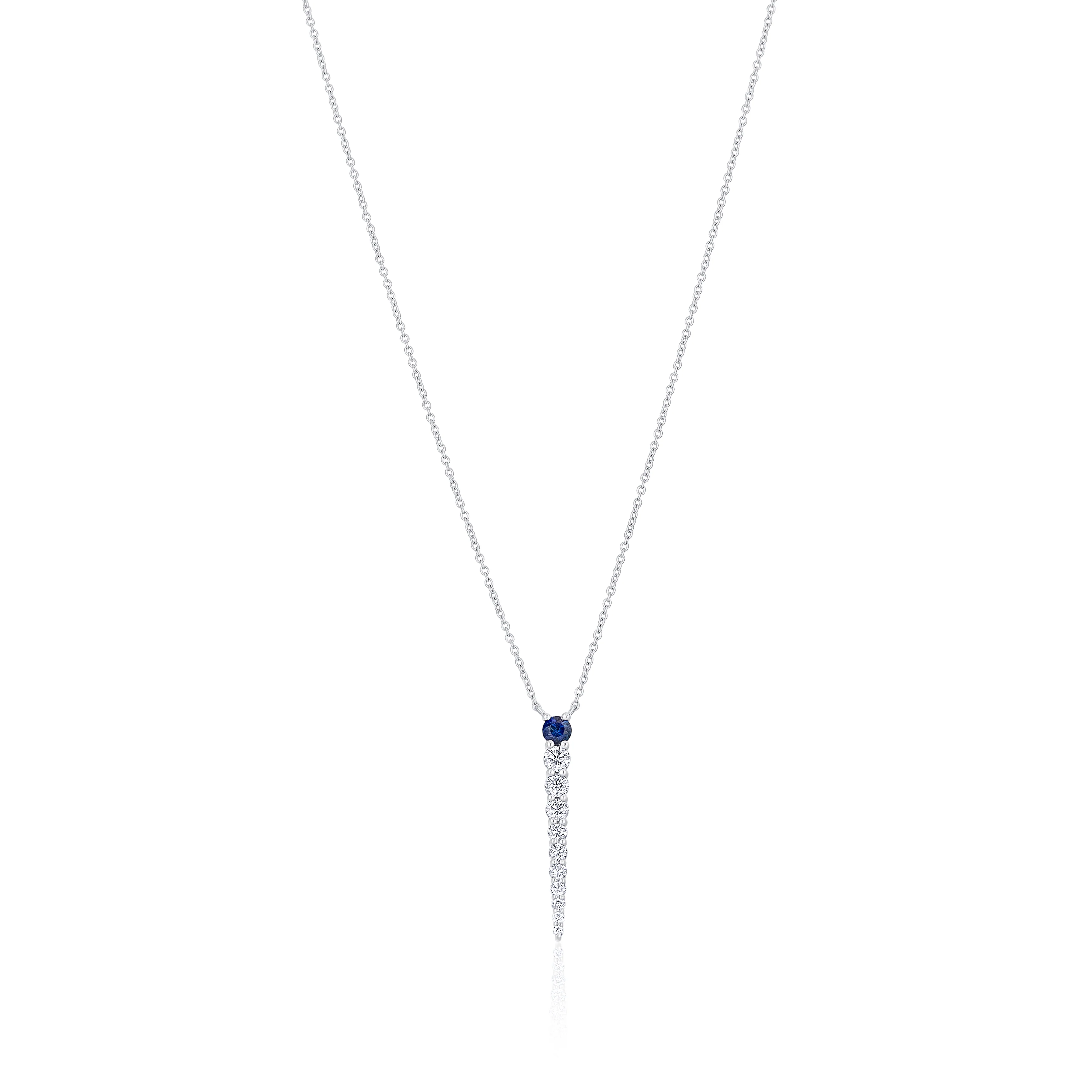 14K White Gold Sapphire & Diamond Necklace - Image 2