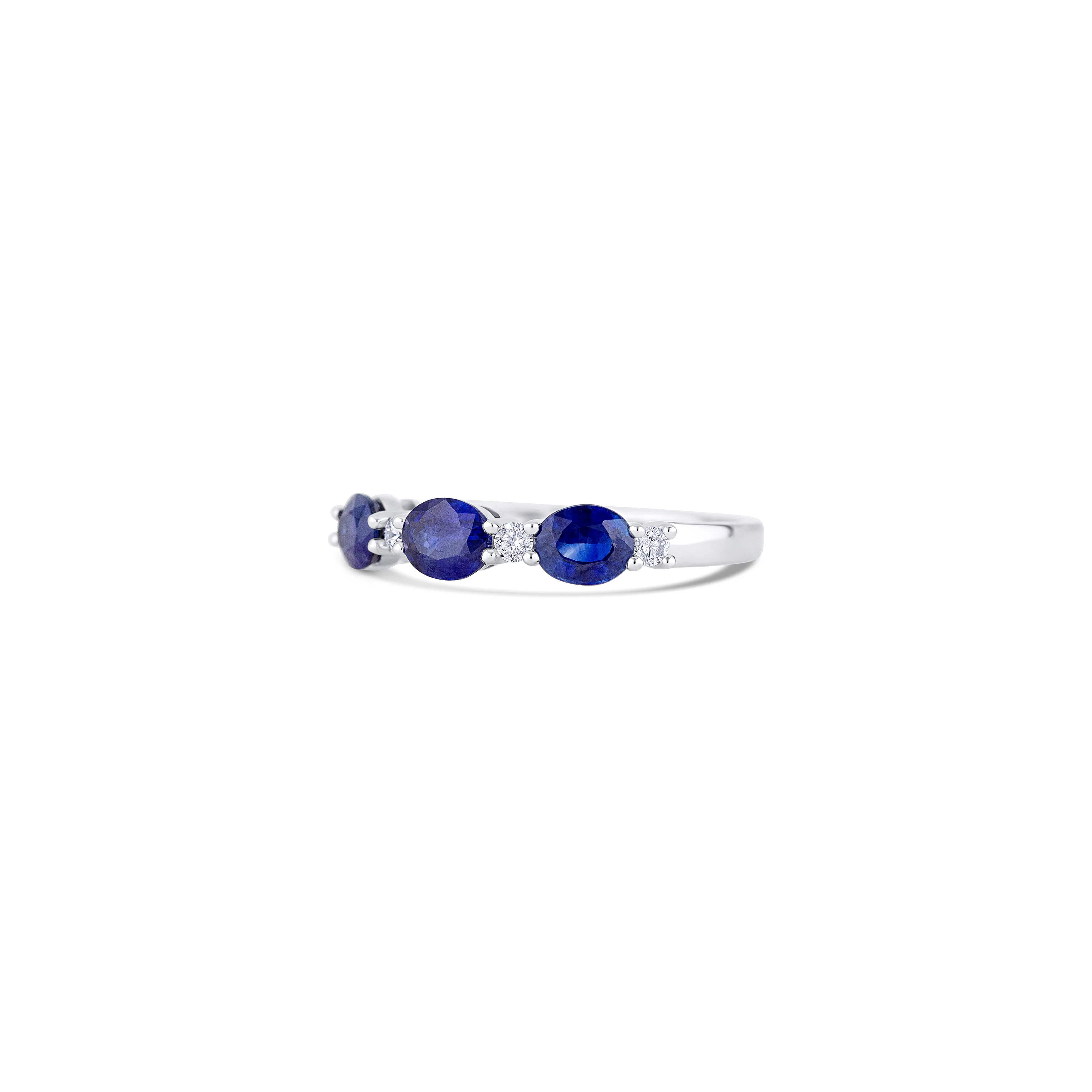 14K White Gold Sapphire & Round Diamond Band - Image 2
