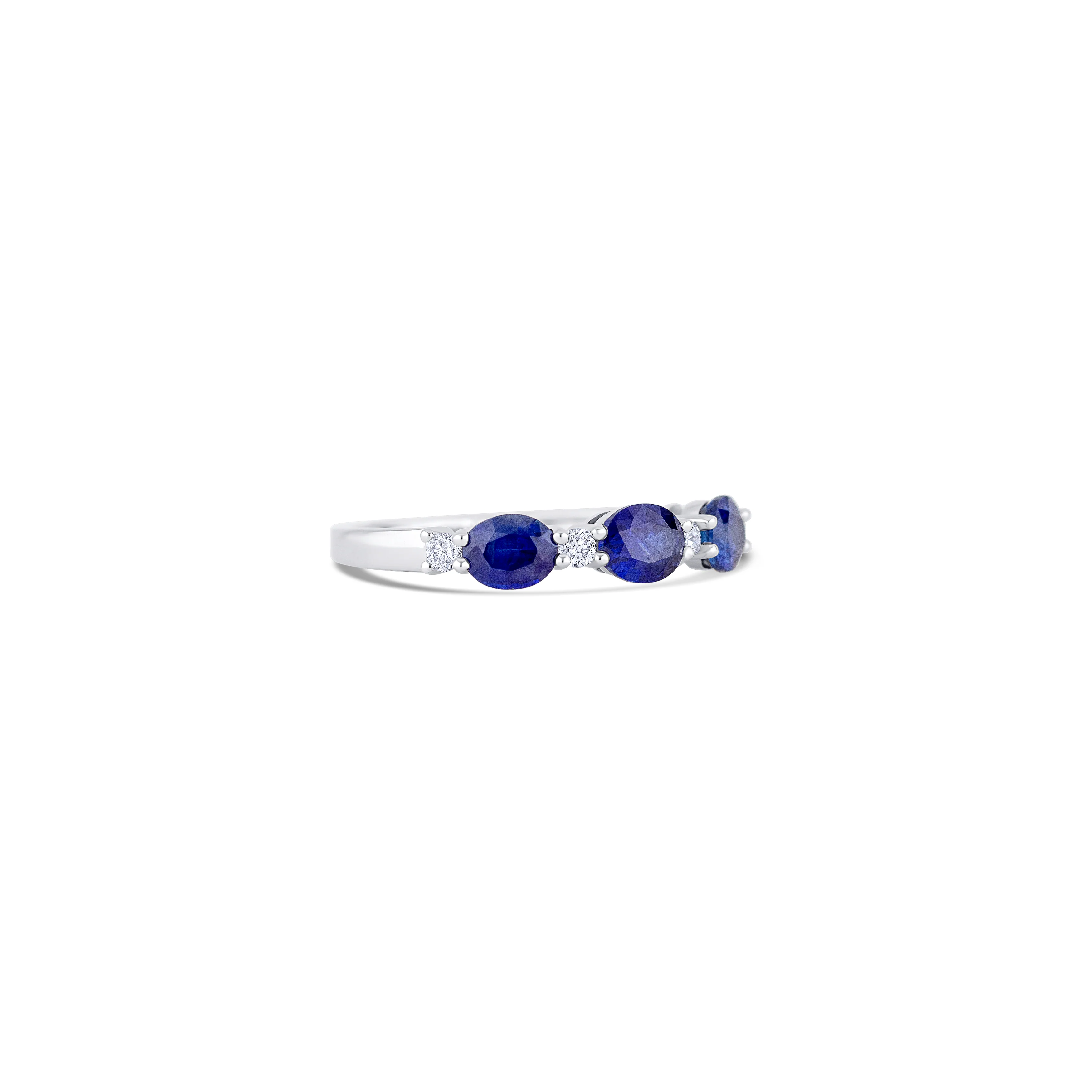 14K White Gold Sapphire & Round Diamond Band - Image 3
