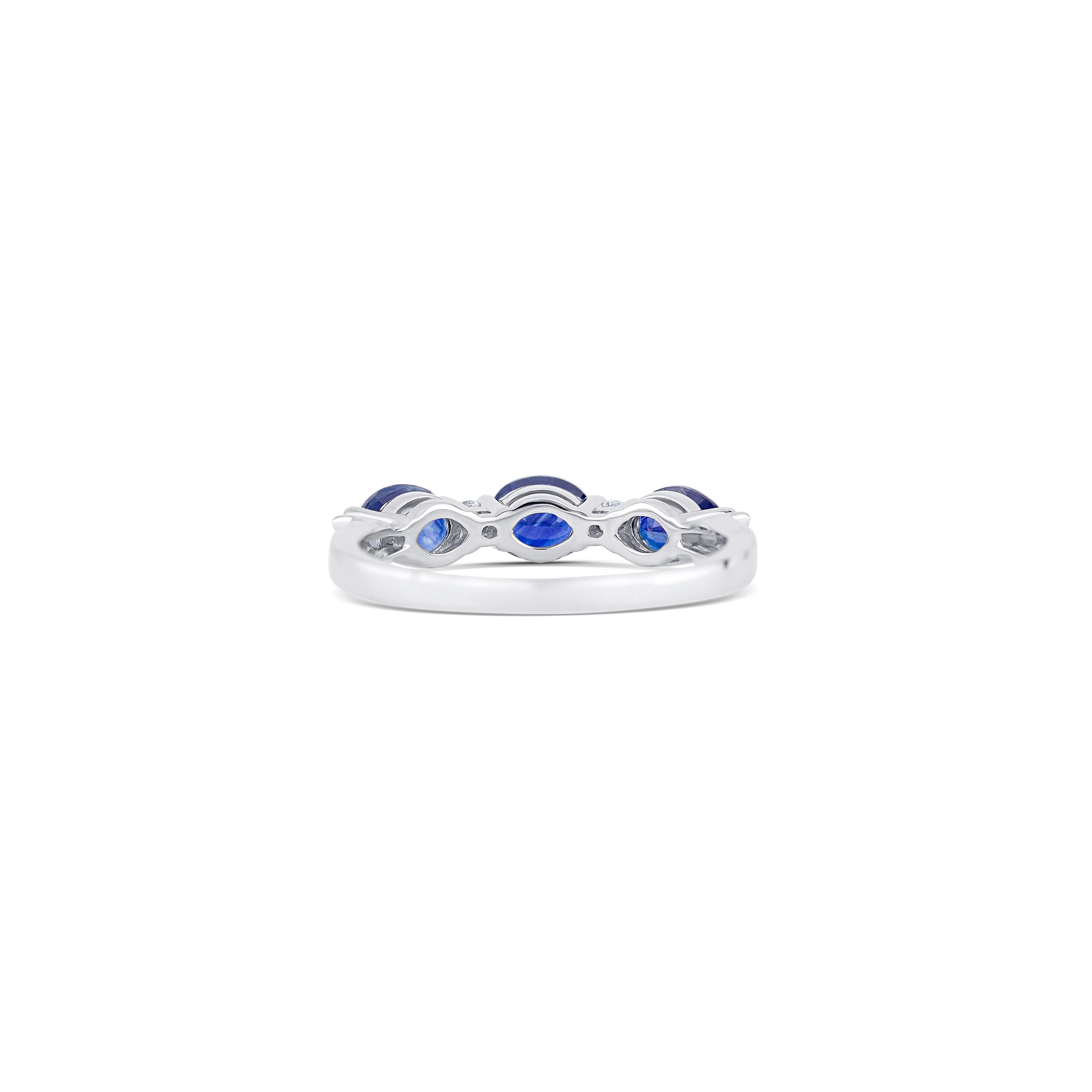14K White Gold Sapphire & Round Diamond Band - Image 4