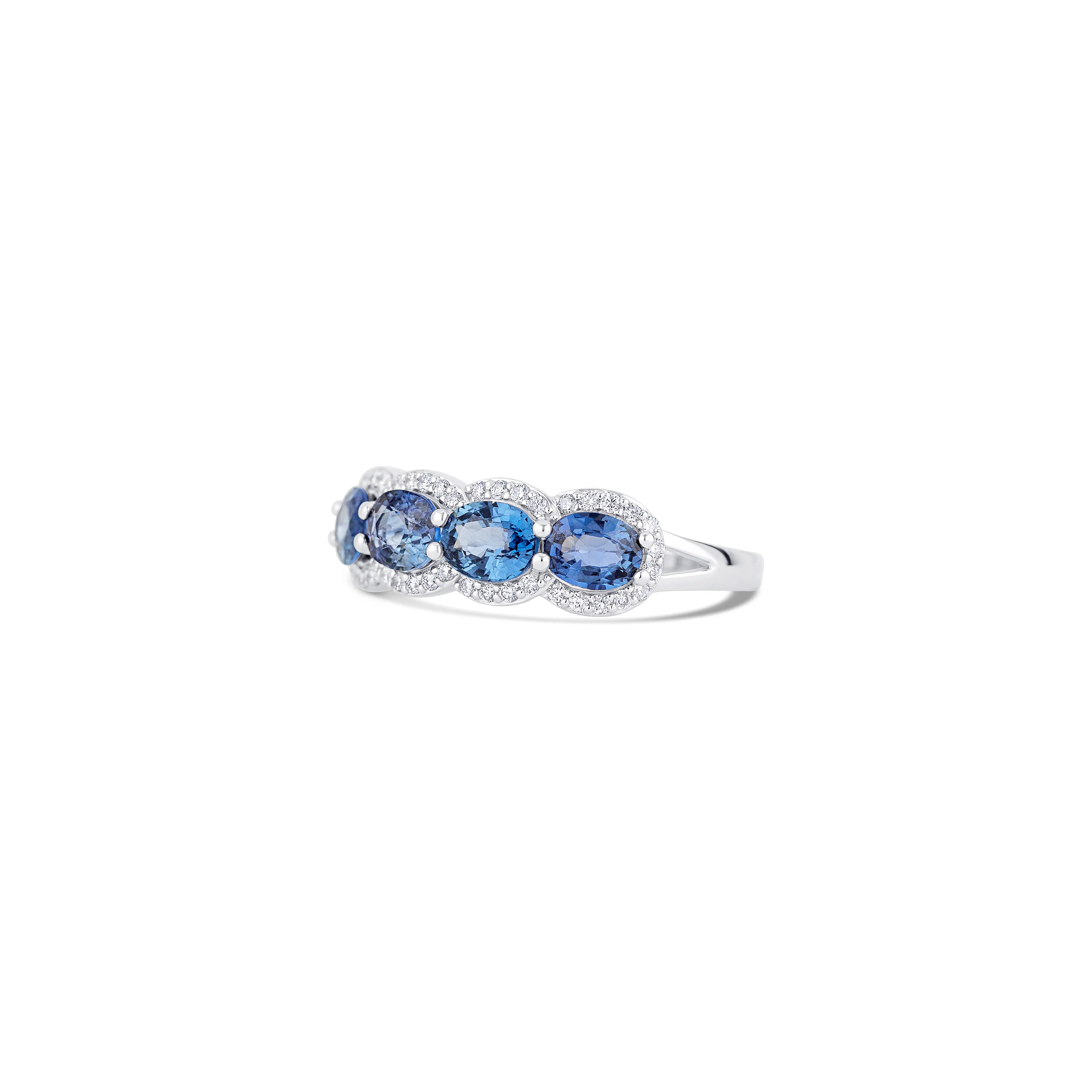 14K White Gold Sapphire & Round Diamond Band - Image 2