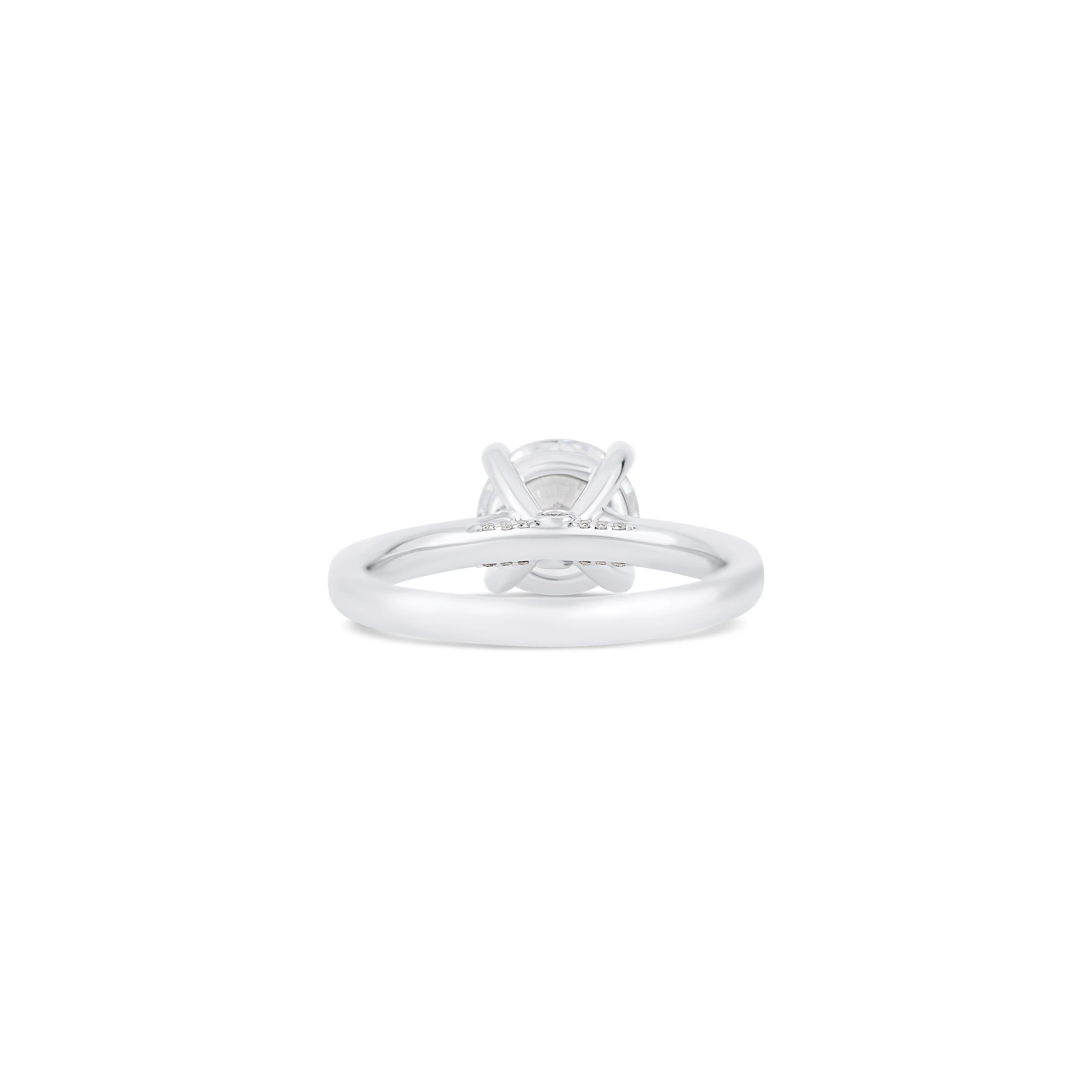 14K White Gold Single Row Channel Milgrain Engagement Ring Setting - Image 4