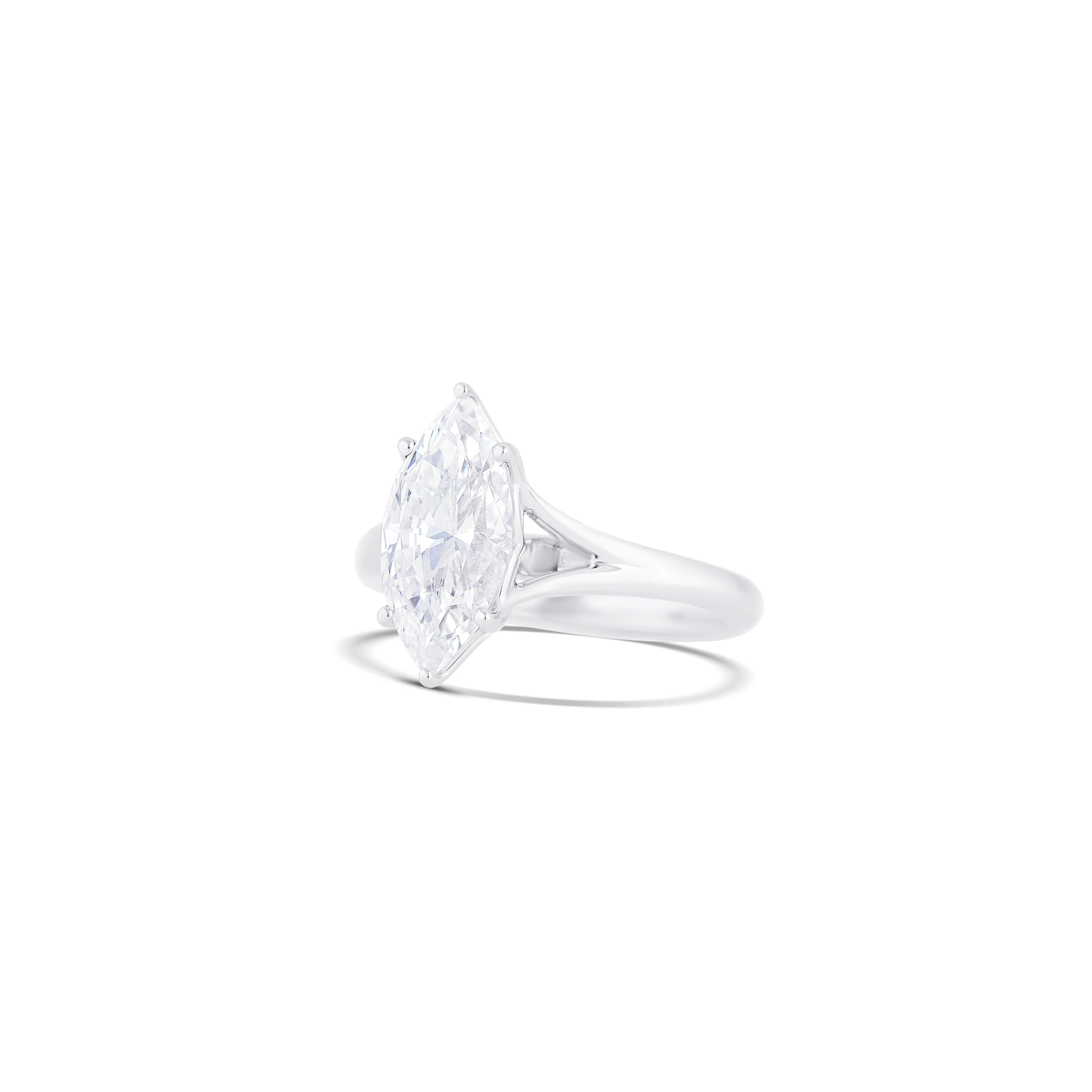 14K White Gold Solitaire Engagement Ring Setting with Marquise Accents - Image 2