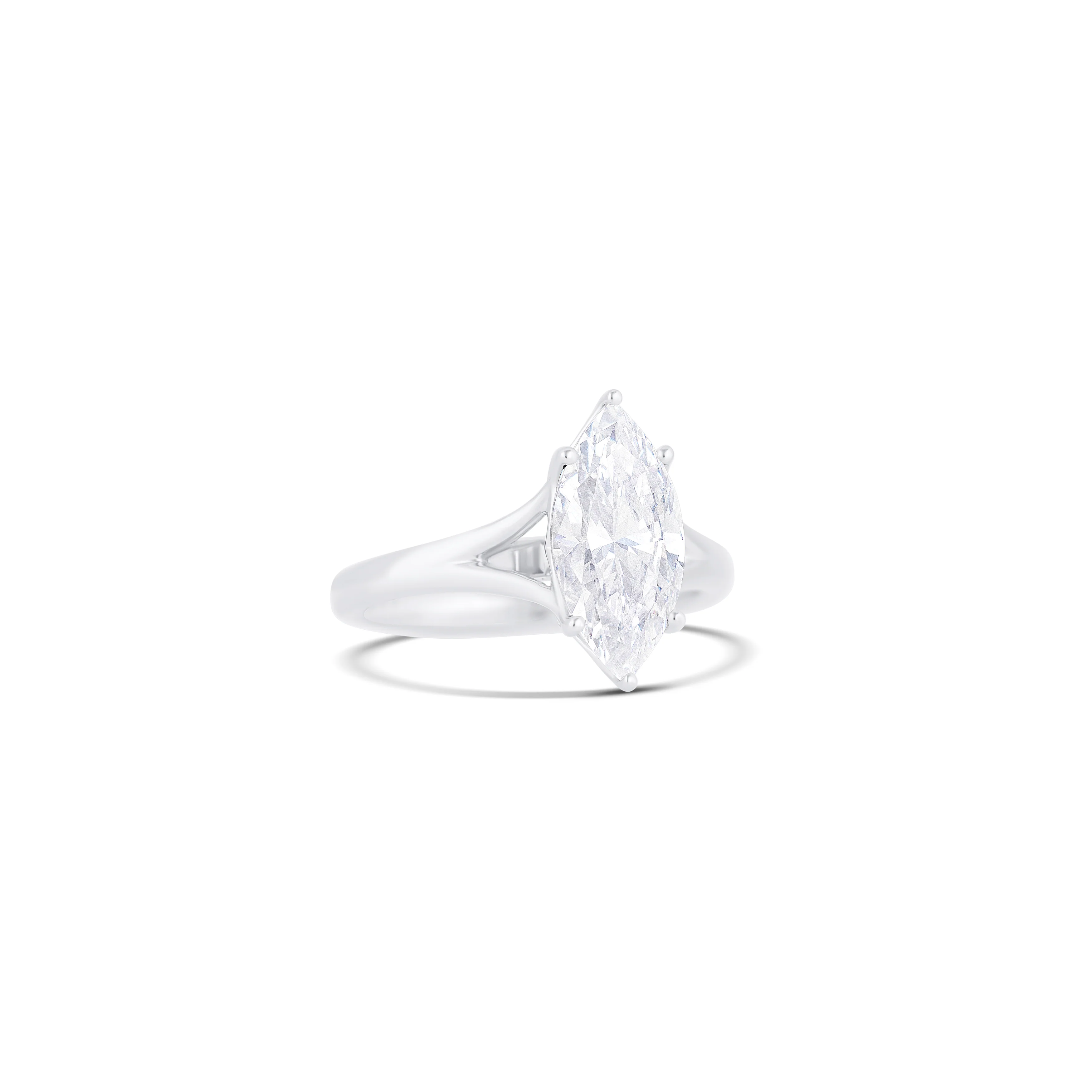 14K White Gold Solitaire Engagement Ring Setting with Marquise Accents - Image 3