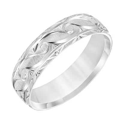 14K White Gold Swiss Cut Wedding Band 5mm
