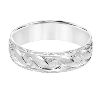 14K White Gold Swiss Cut Wedding Band 5mm - Image 2