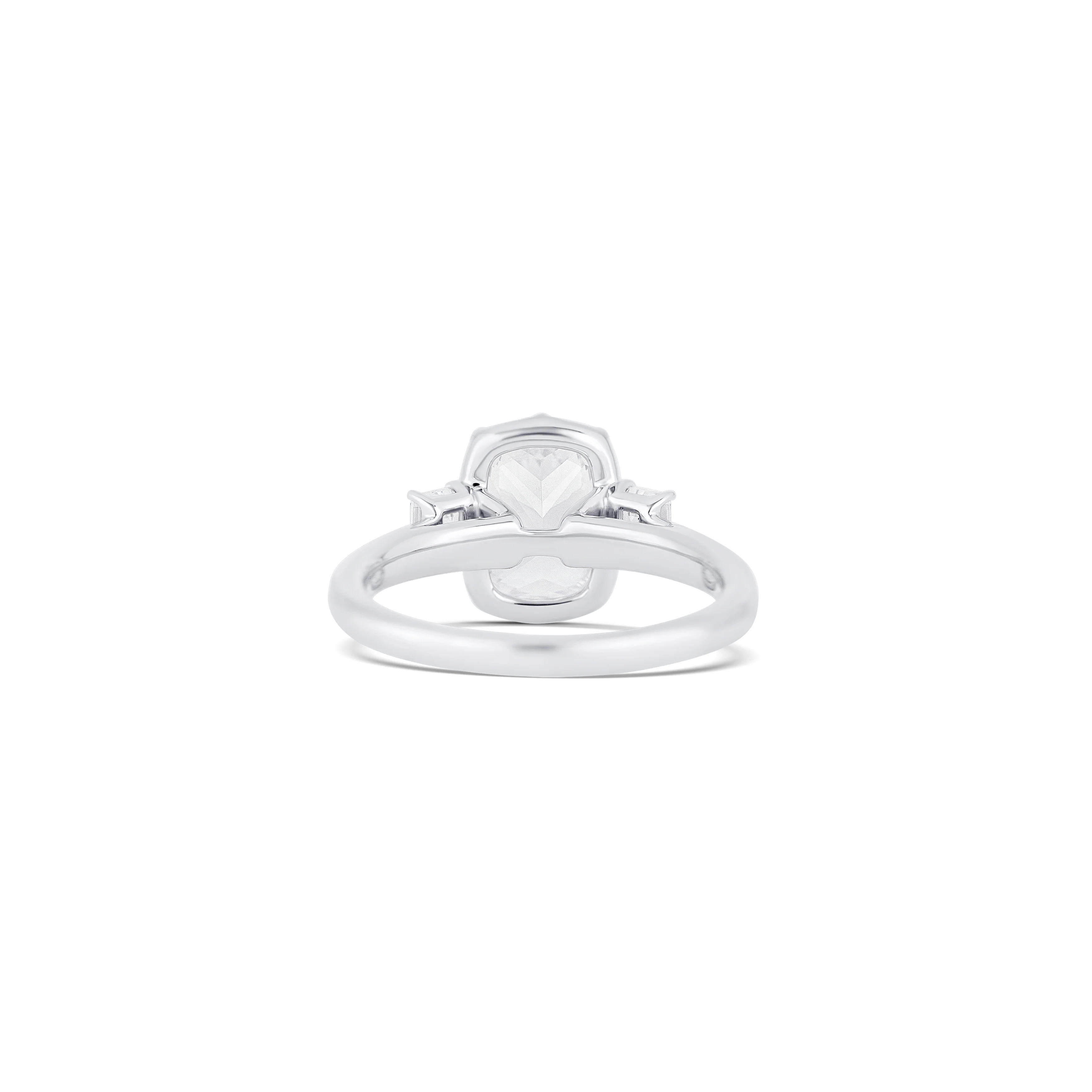 14K White Gold Three-Stone Diamond Engagement Ring Setting - Image 4