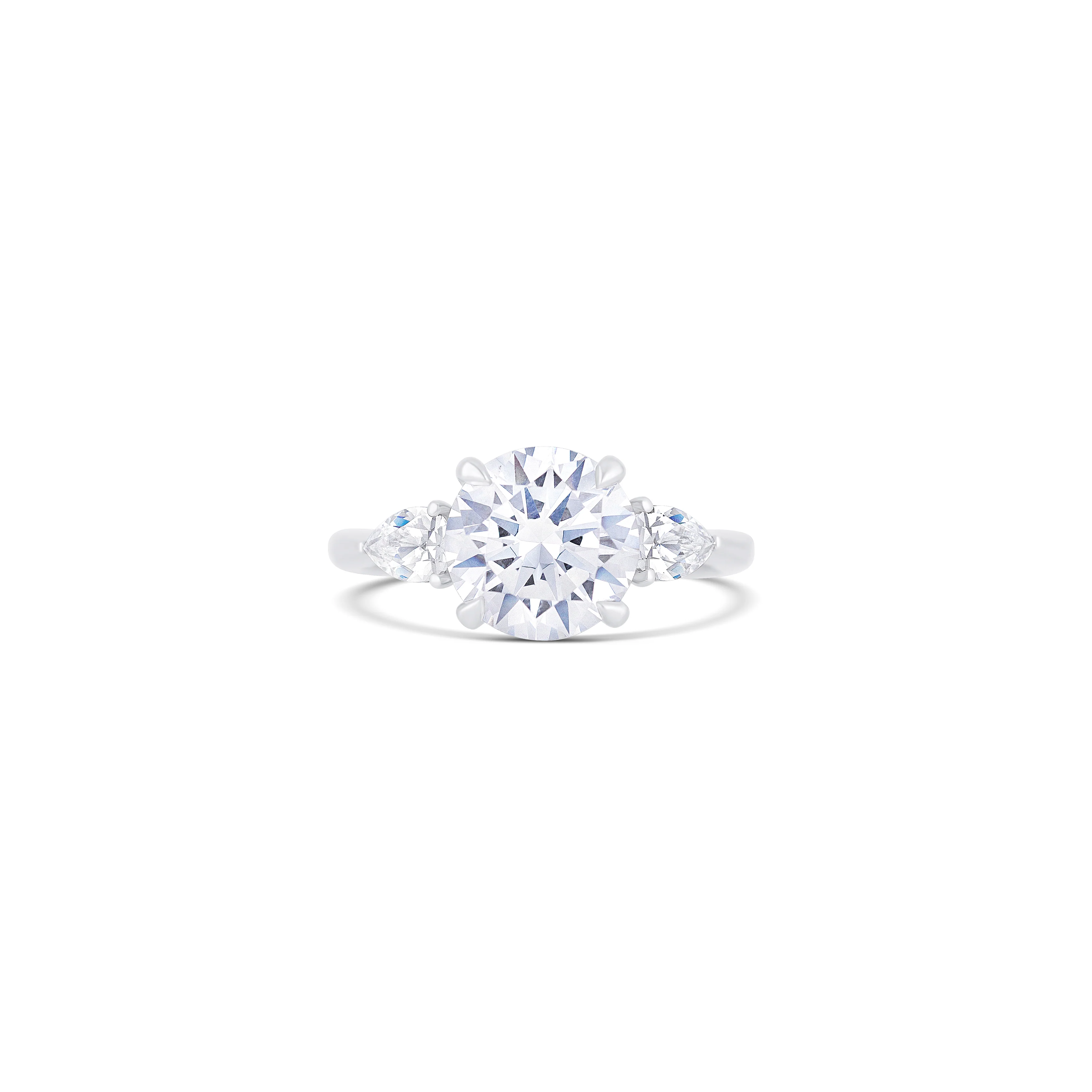 14K White Gold Three-Stone Diamond Engagement Ring Setting