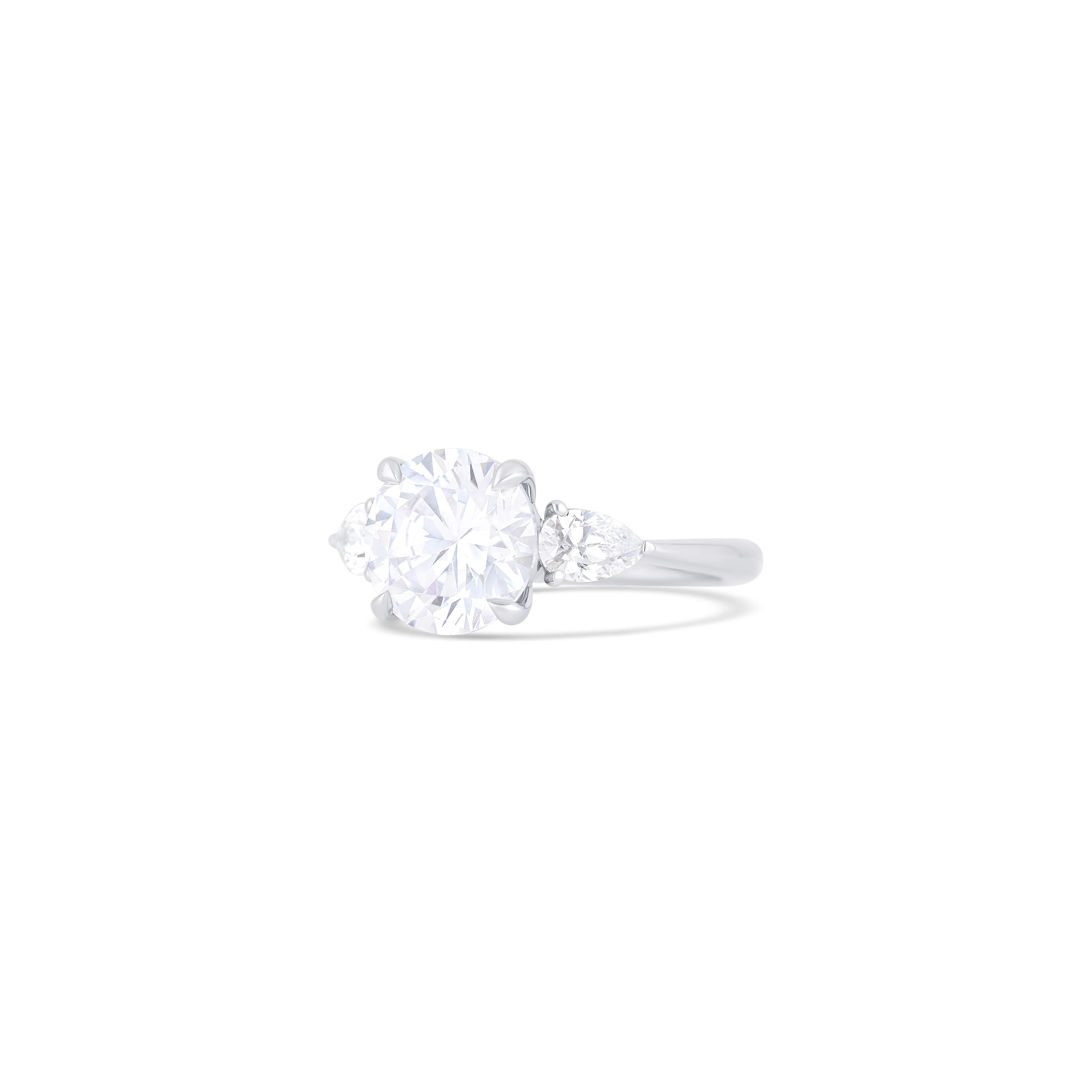 14K White Gold Three-Stone Diamond Engagement Ring Setting - Image 2