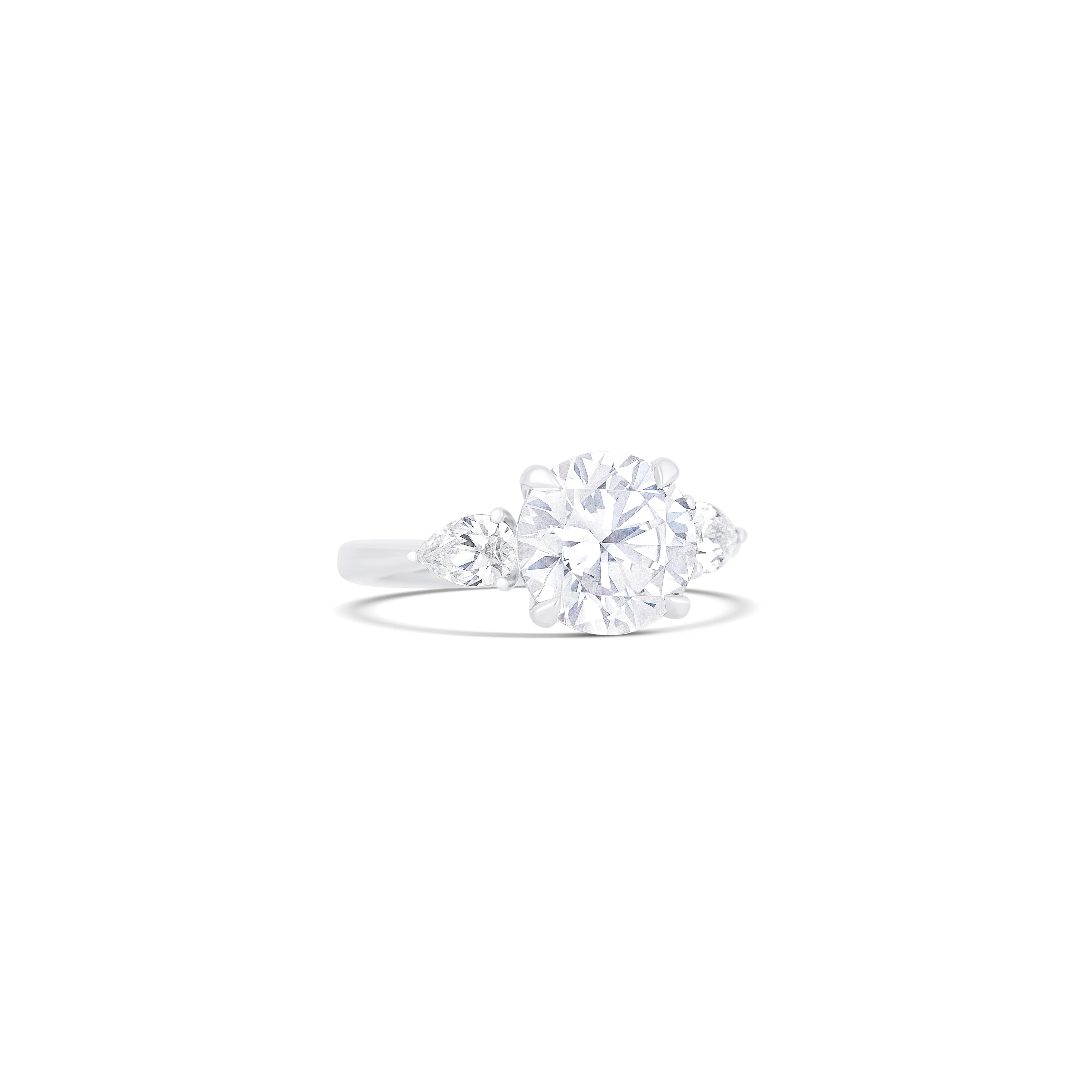 14K White Gold Three-Stone Diamond Engagement Ring Setting - Image 3