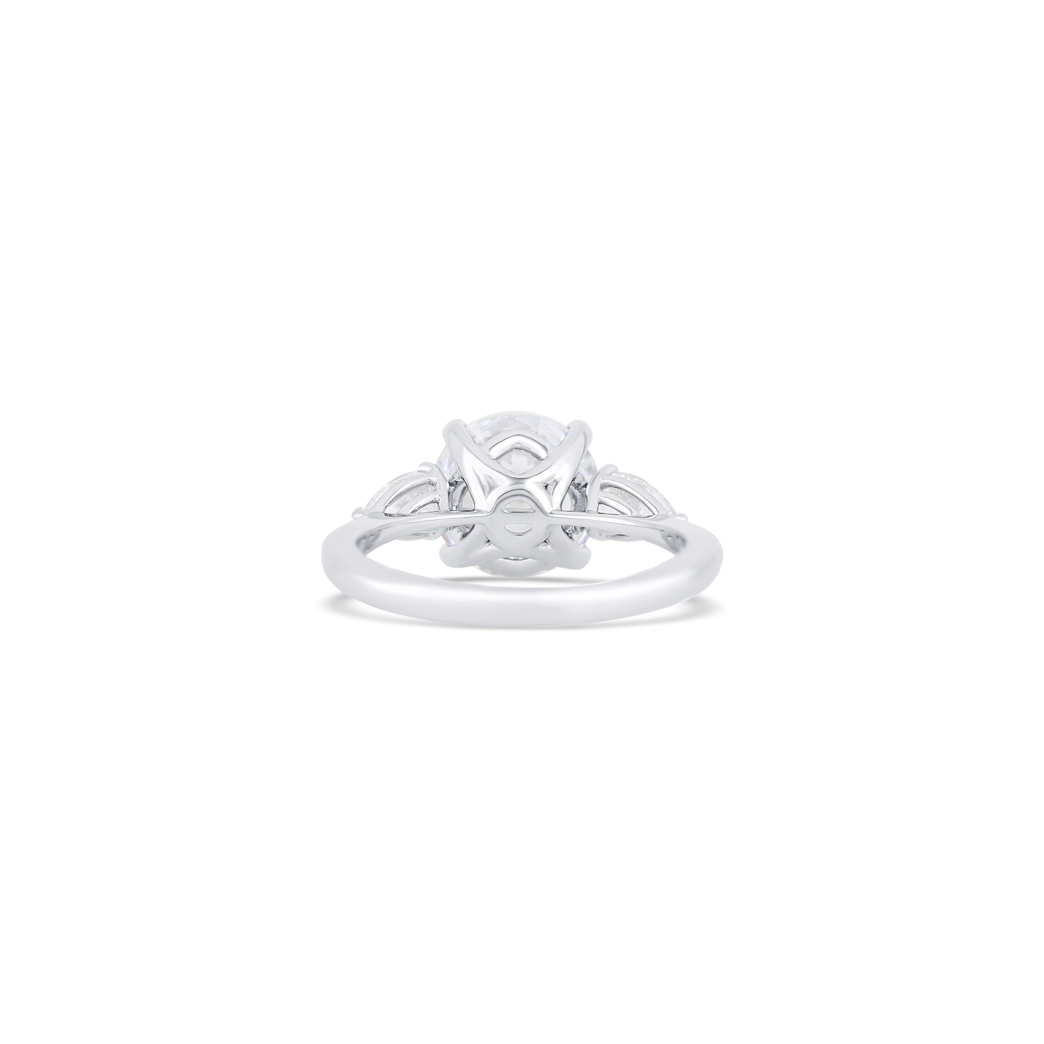 14K White Gold Three-Stone Diamond Engagement Ring Setting - Image 4