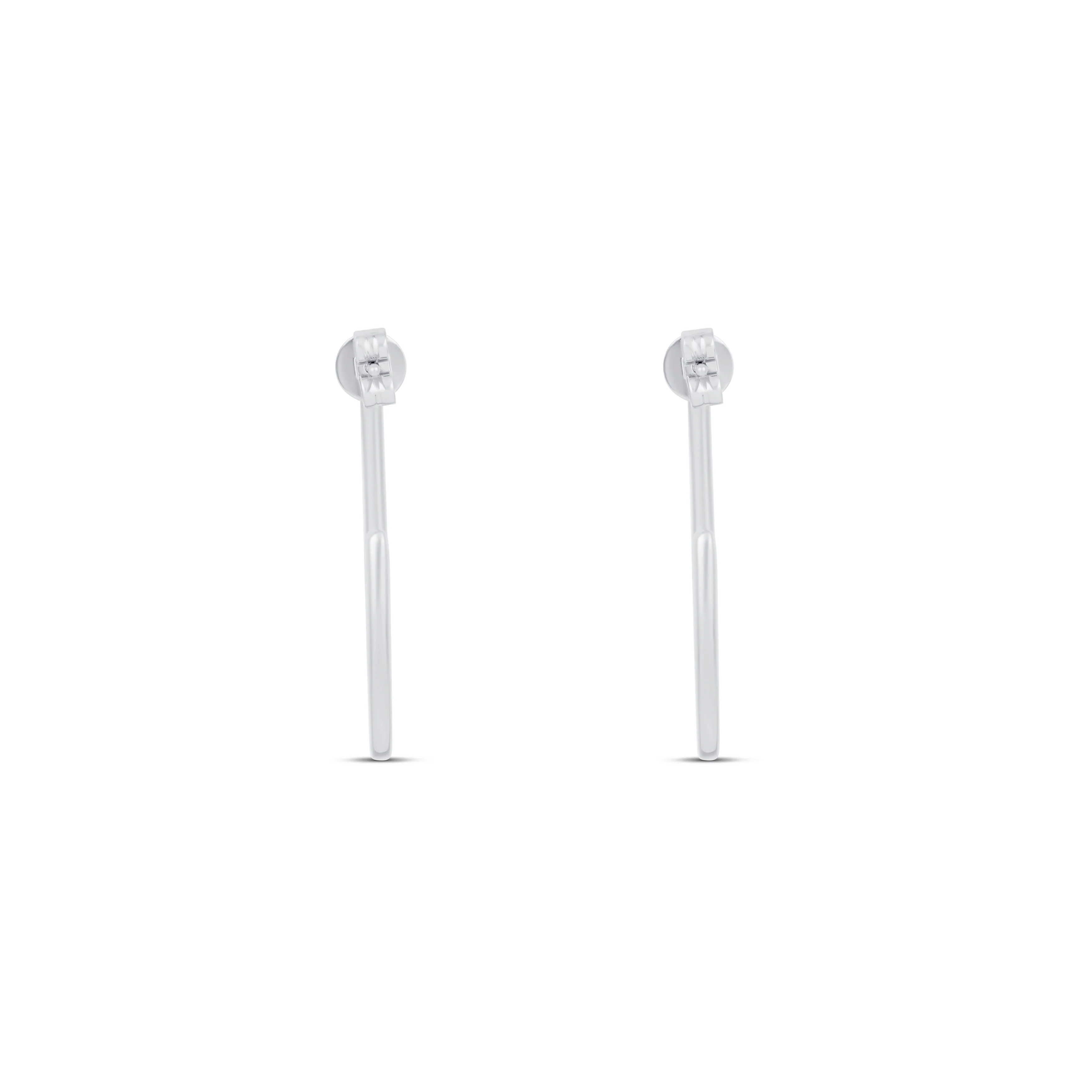 14K White Gold U-Shaped Inside-Out Round Diamond Half Hoop Earrings - Image 4