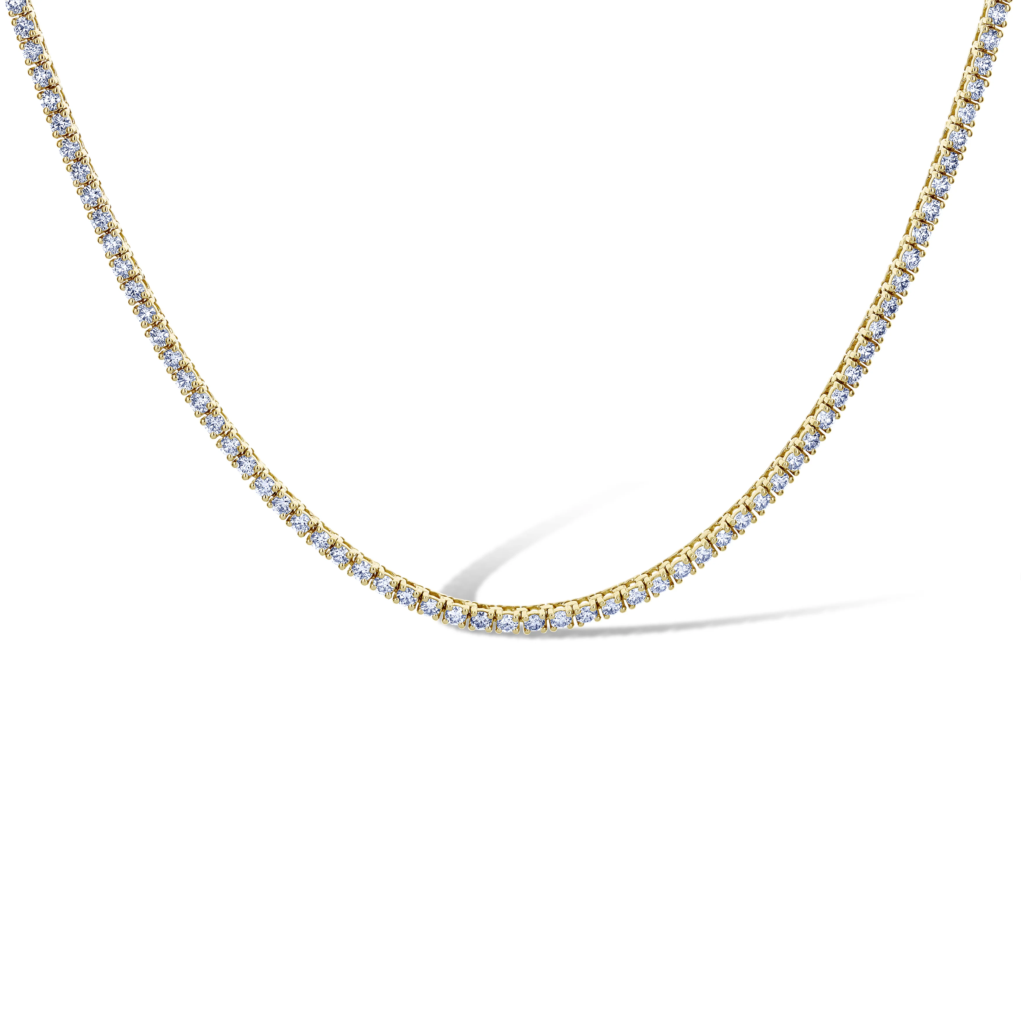 14K Yellow Gold Diamond Tennis Necklace Stones 17.5"