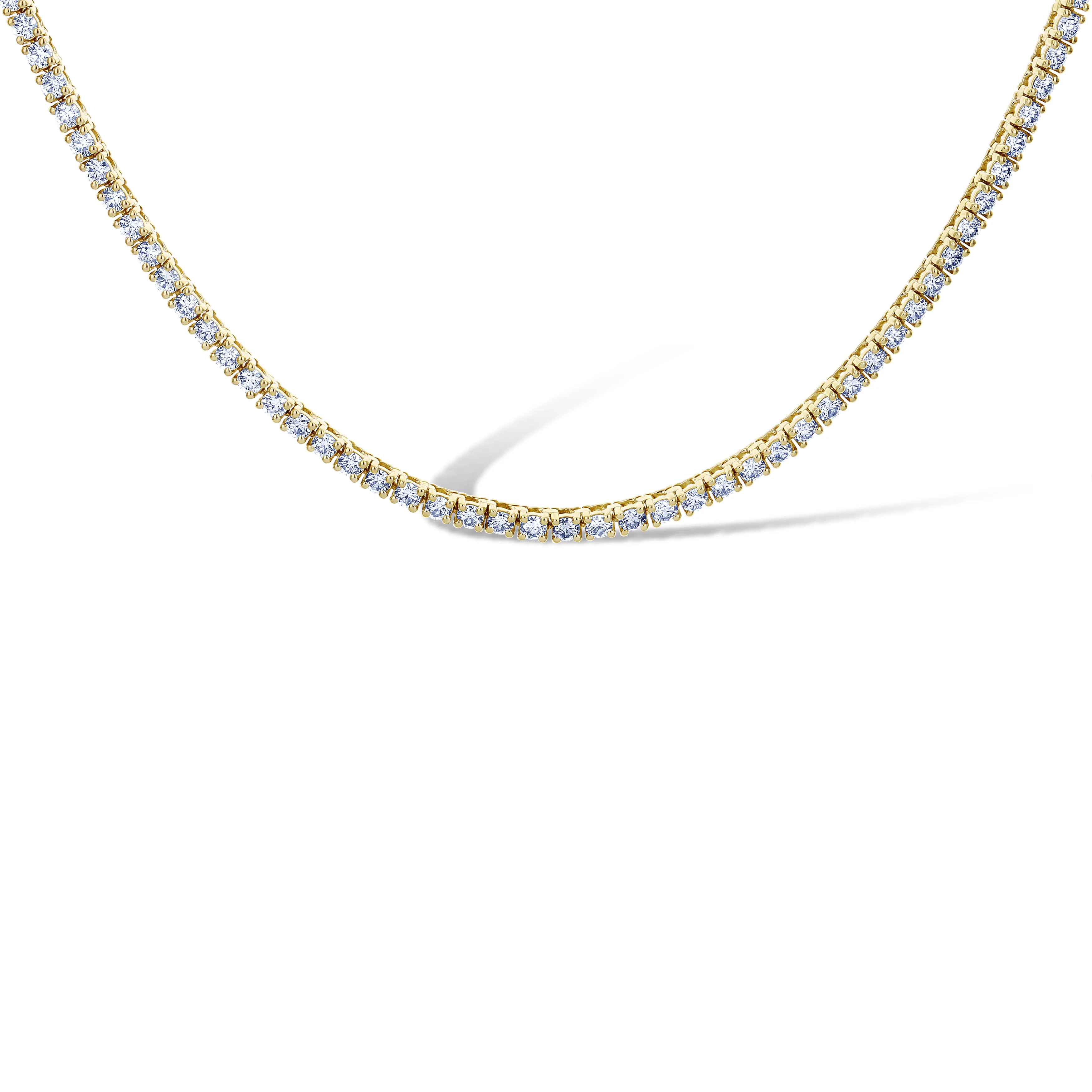 14K Yellow Gold Diamond Tennis Necklace Stones 17.5" - Image 2