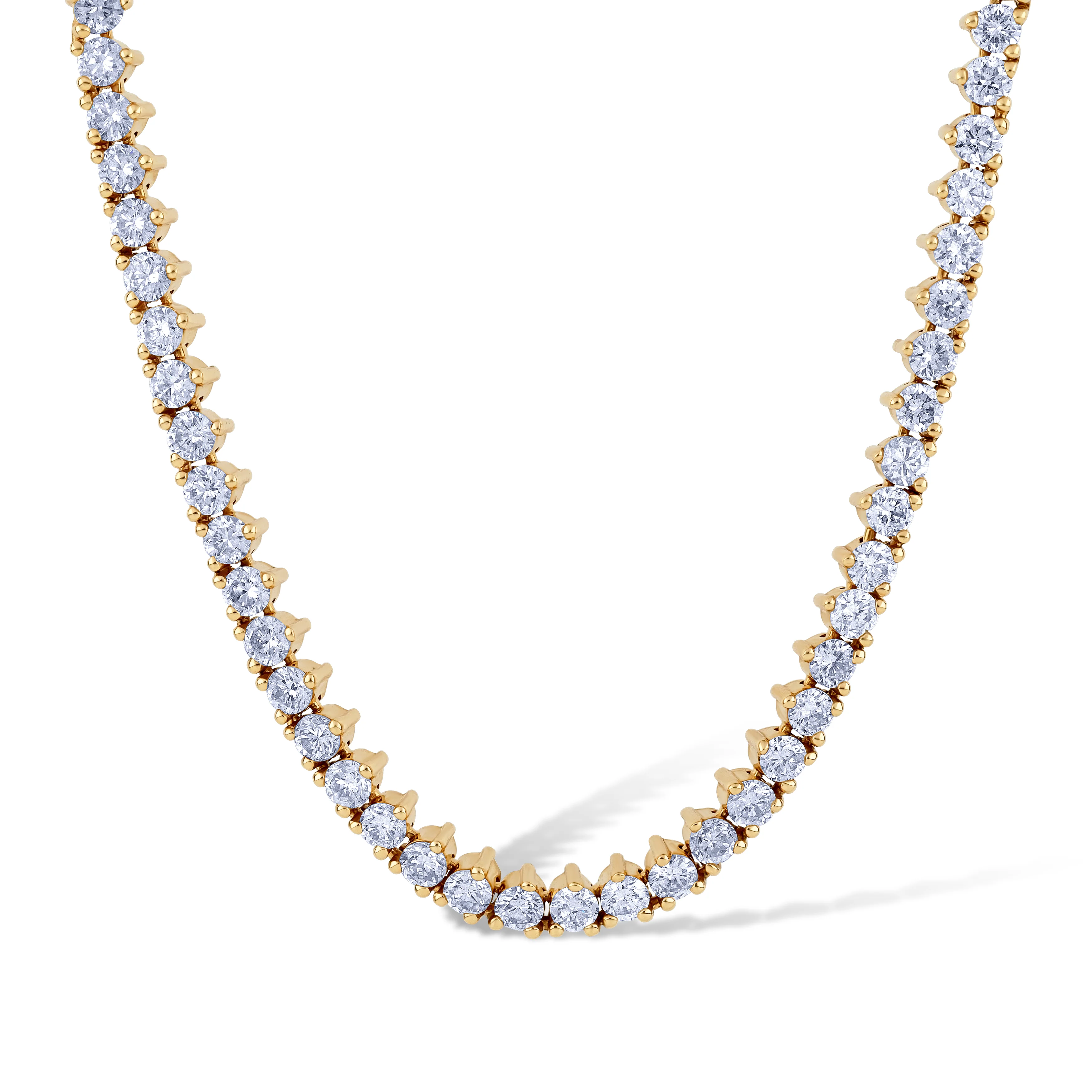 14K Yellow Gold 4.67Ctw Diamond 3 Prong Set Tennis Necklace 200 Stones 16" - Image 2