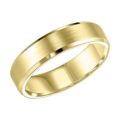 14K Yellow Gold Bevel Edge Wedding Band 6mm