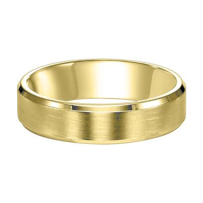 14K Yellow Gold Bevel Edge Wedding Band 6mm - Image 2