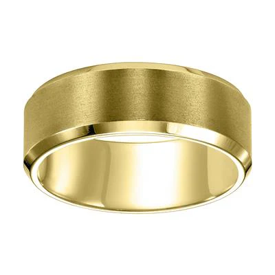 14K Yellow Gold Bevel Edge Wedding Band 6mm - Image 3