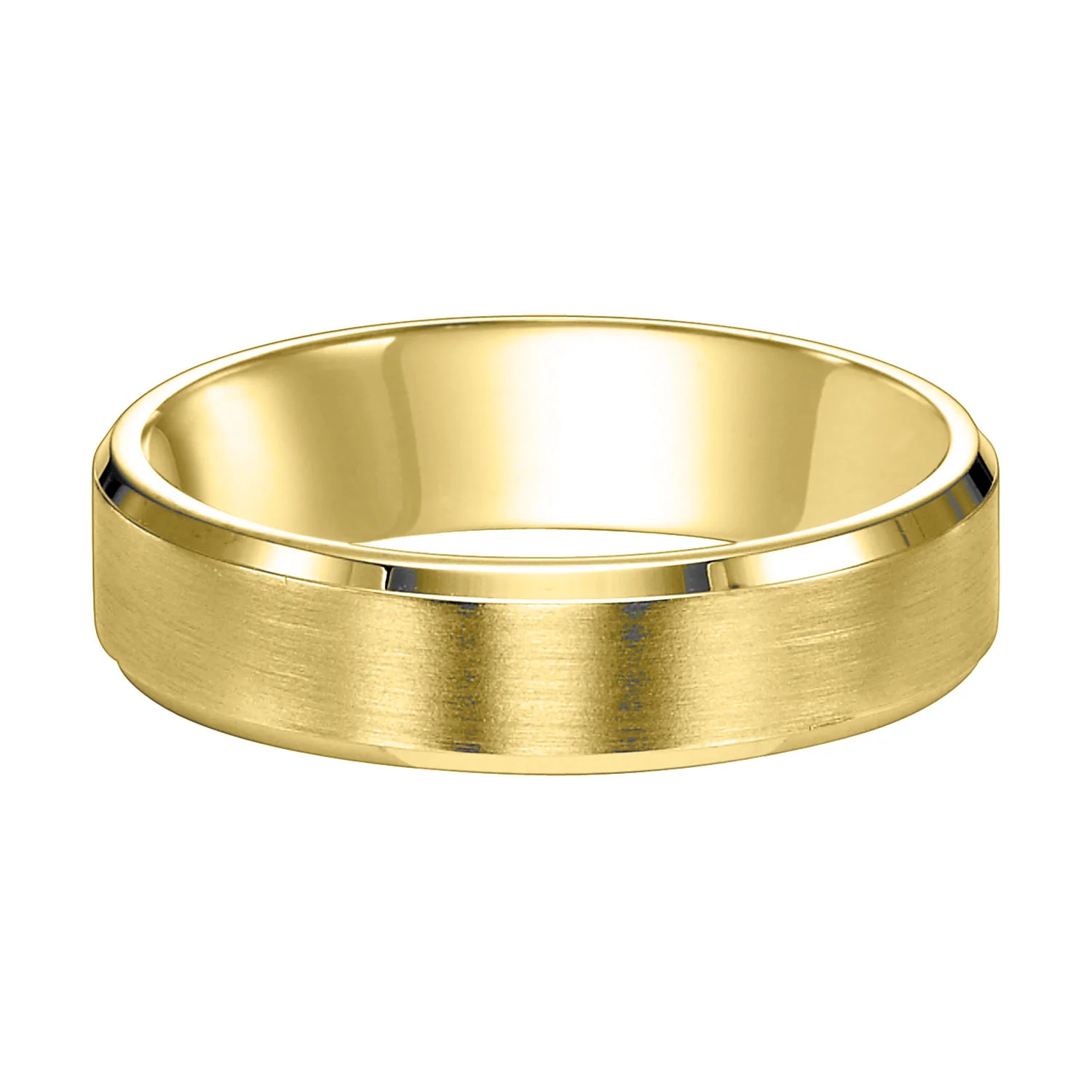 14K Yellow Gold Bevel Edge Wedding Band 7mm