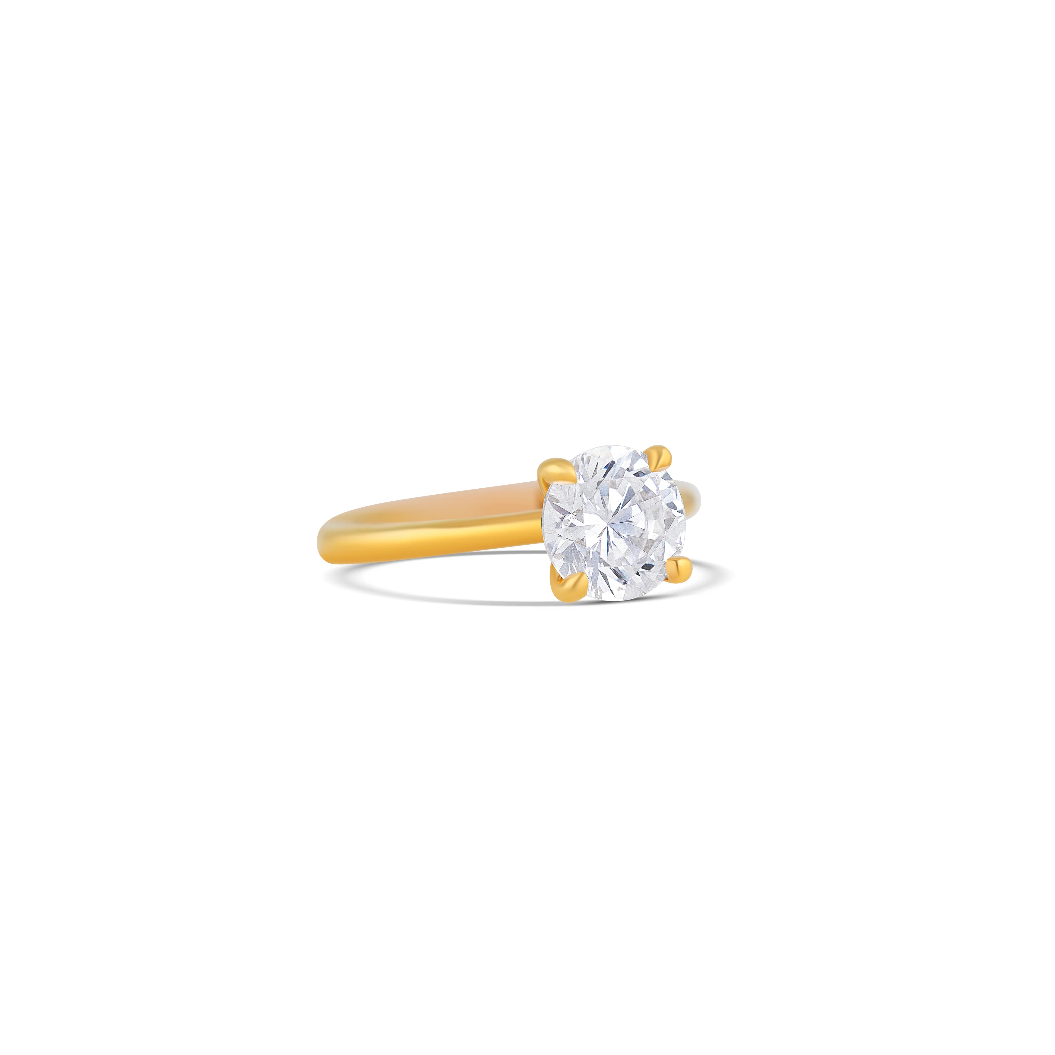 14K Yellow Gold Classic Round Solitaire Engagement Ring Setting - Image 3