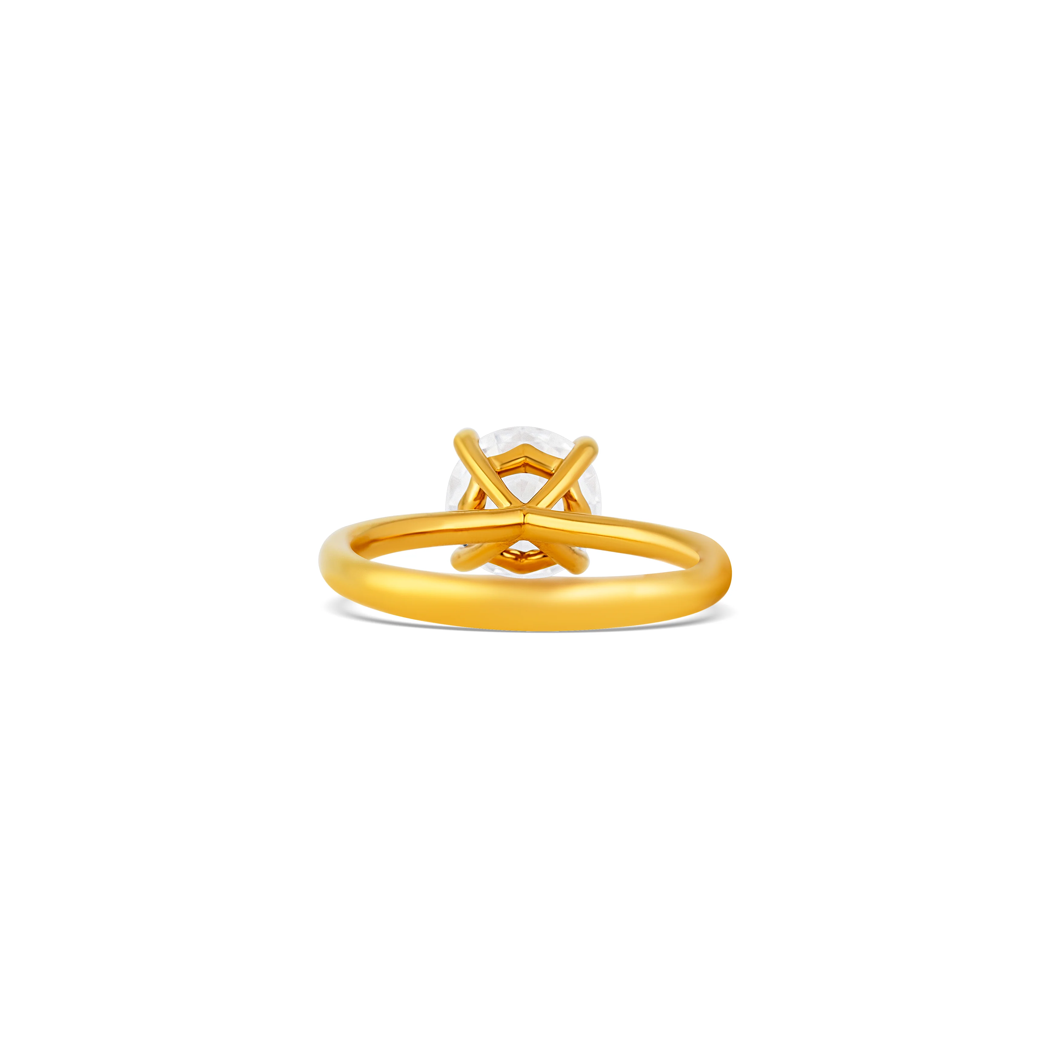 14K Yellow Gold Classic Round Solitaire Engagement Ring Setting - Image 4