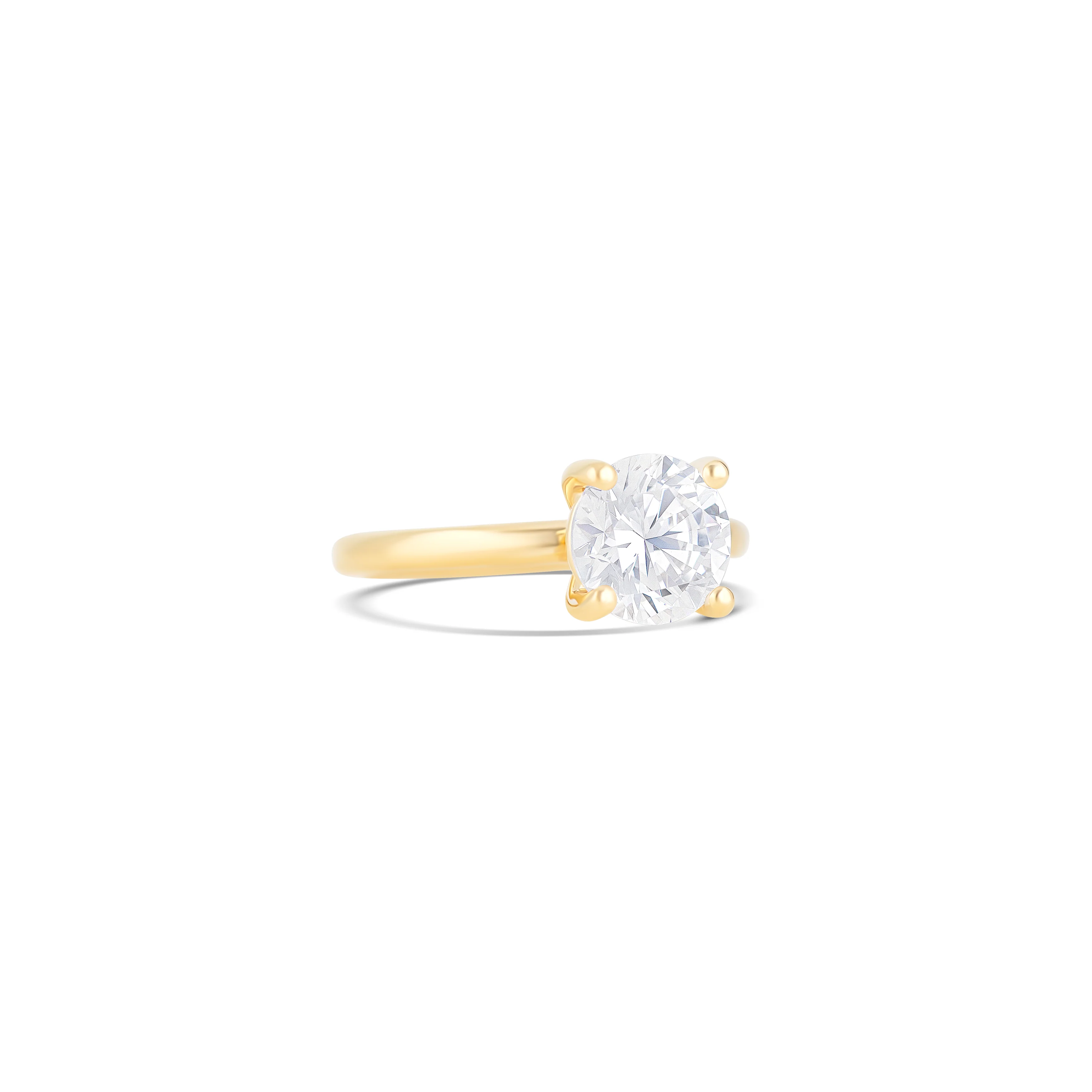 14K Yellow Gold Classic Round Solitaire Engagement Ring Setting - Image 3