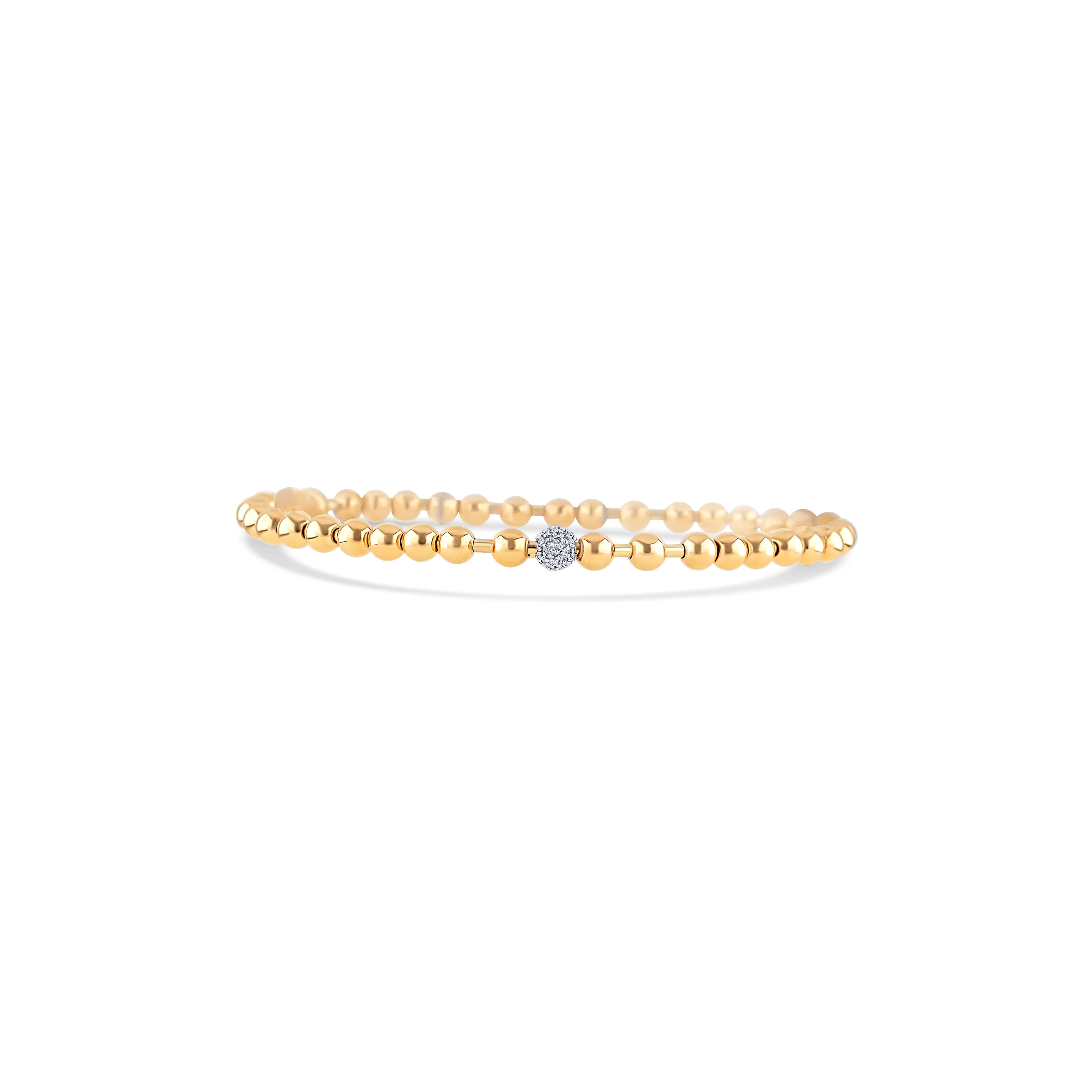 14K Yellow Gold Diamond Bead Bracelet 0.31CTW