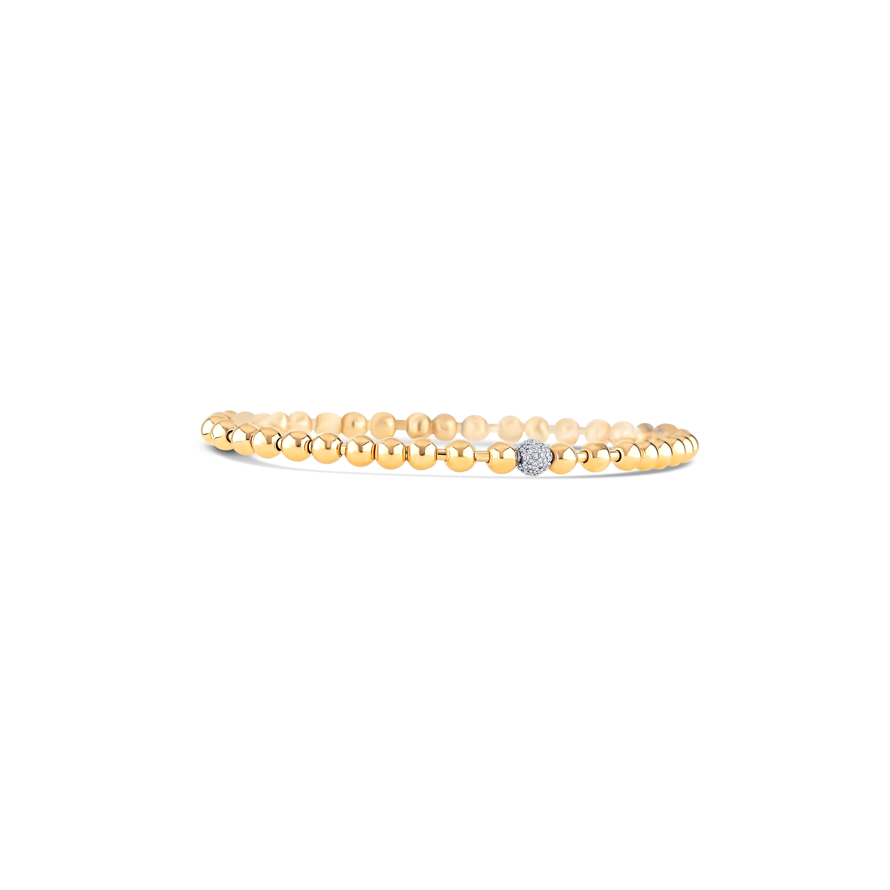 14K Yellow Gold Diamond Bead Bracelet 0.31CTW - Image 3