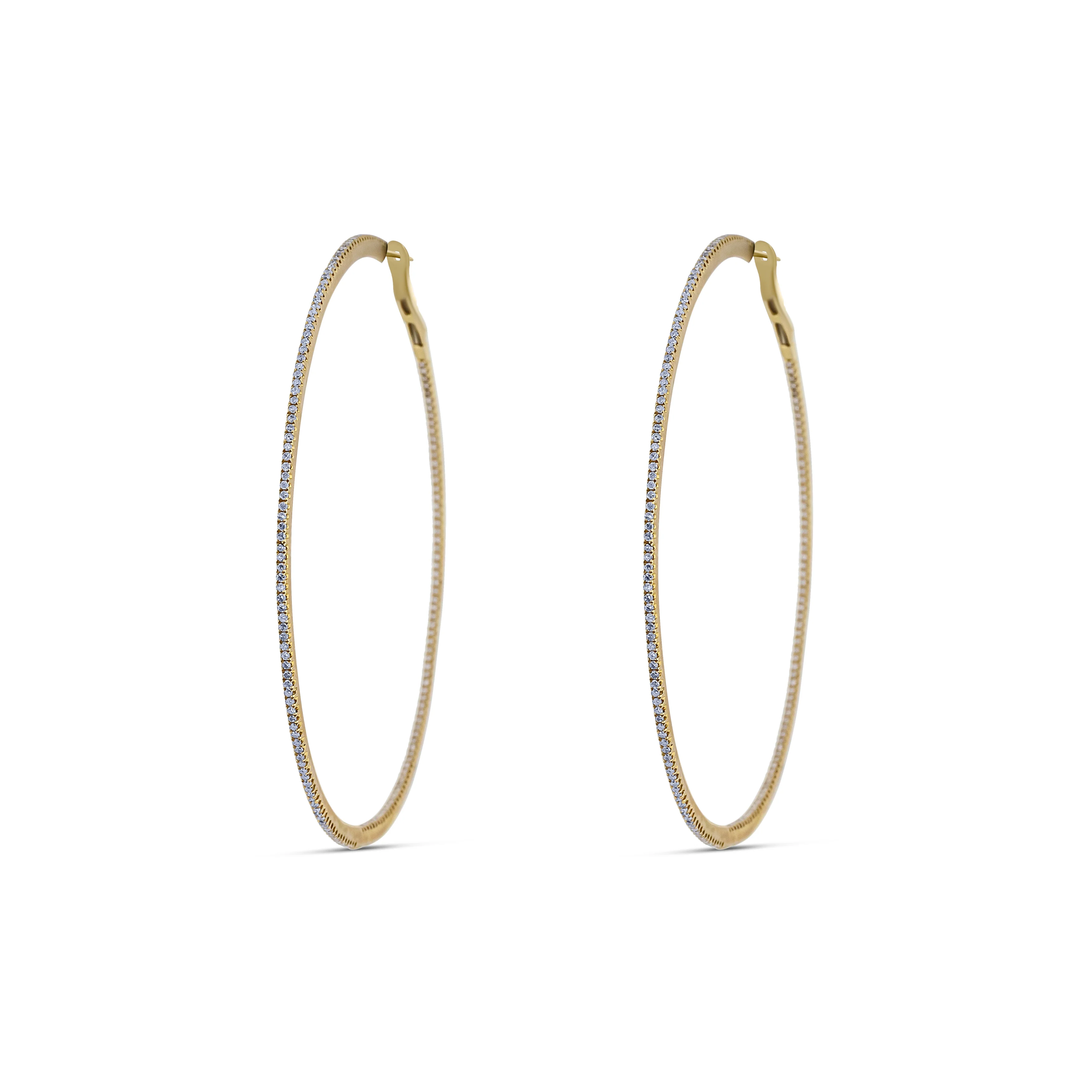 14K Yellow Gold Diamond Inside Out Hoops