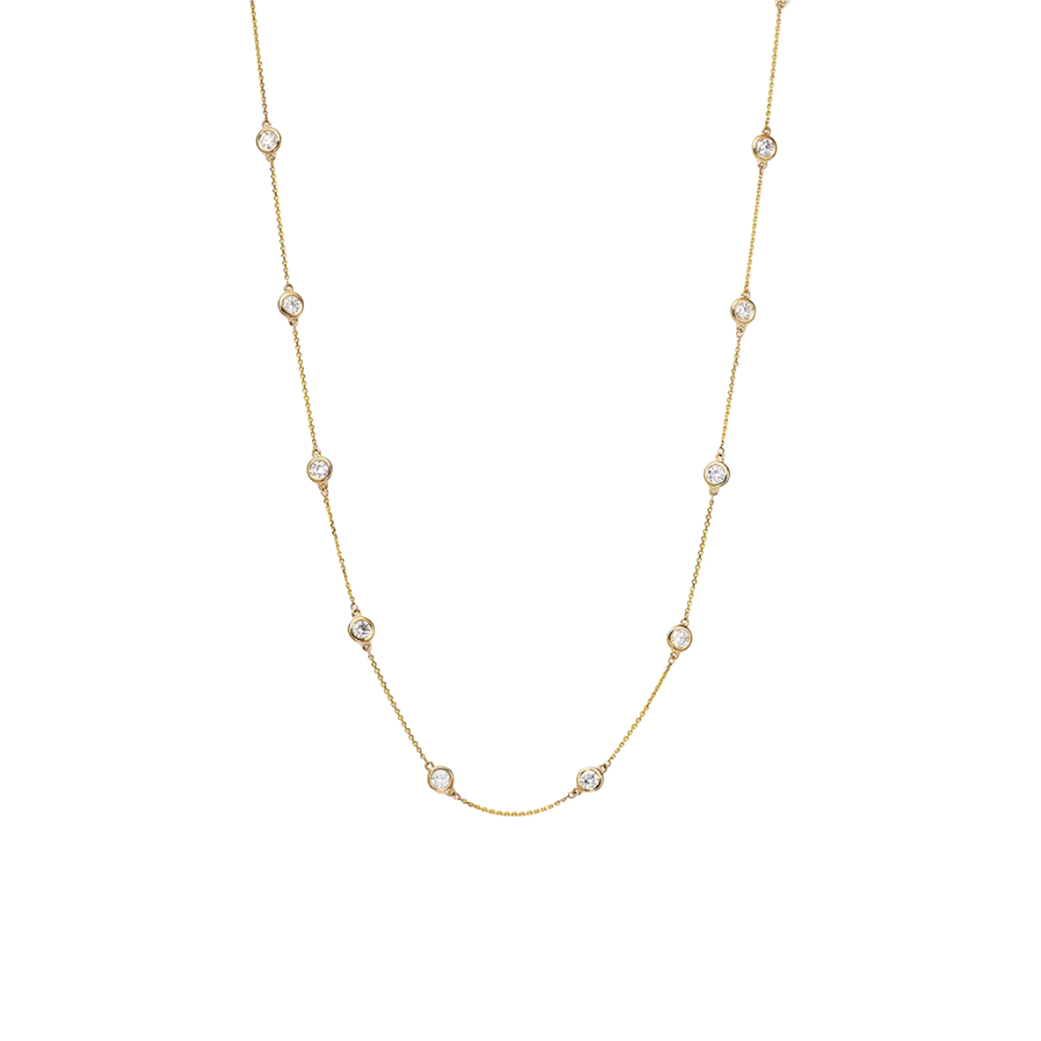 14K Yellow Gold Diamond Pendant Necklace 4.95CTW