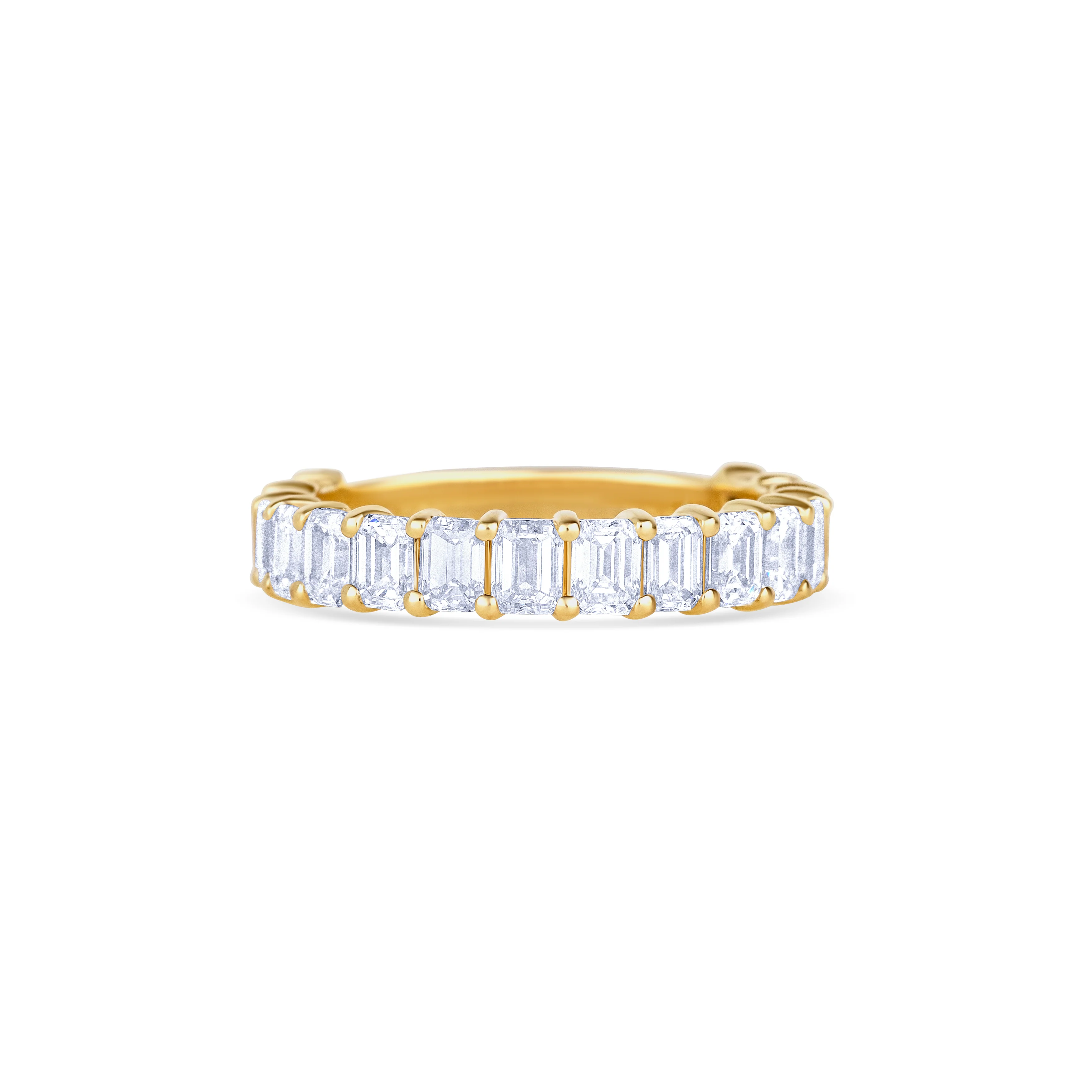 14K Yellow Gold Emerald Cut Diamond Three Quarter Wedding Band