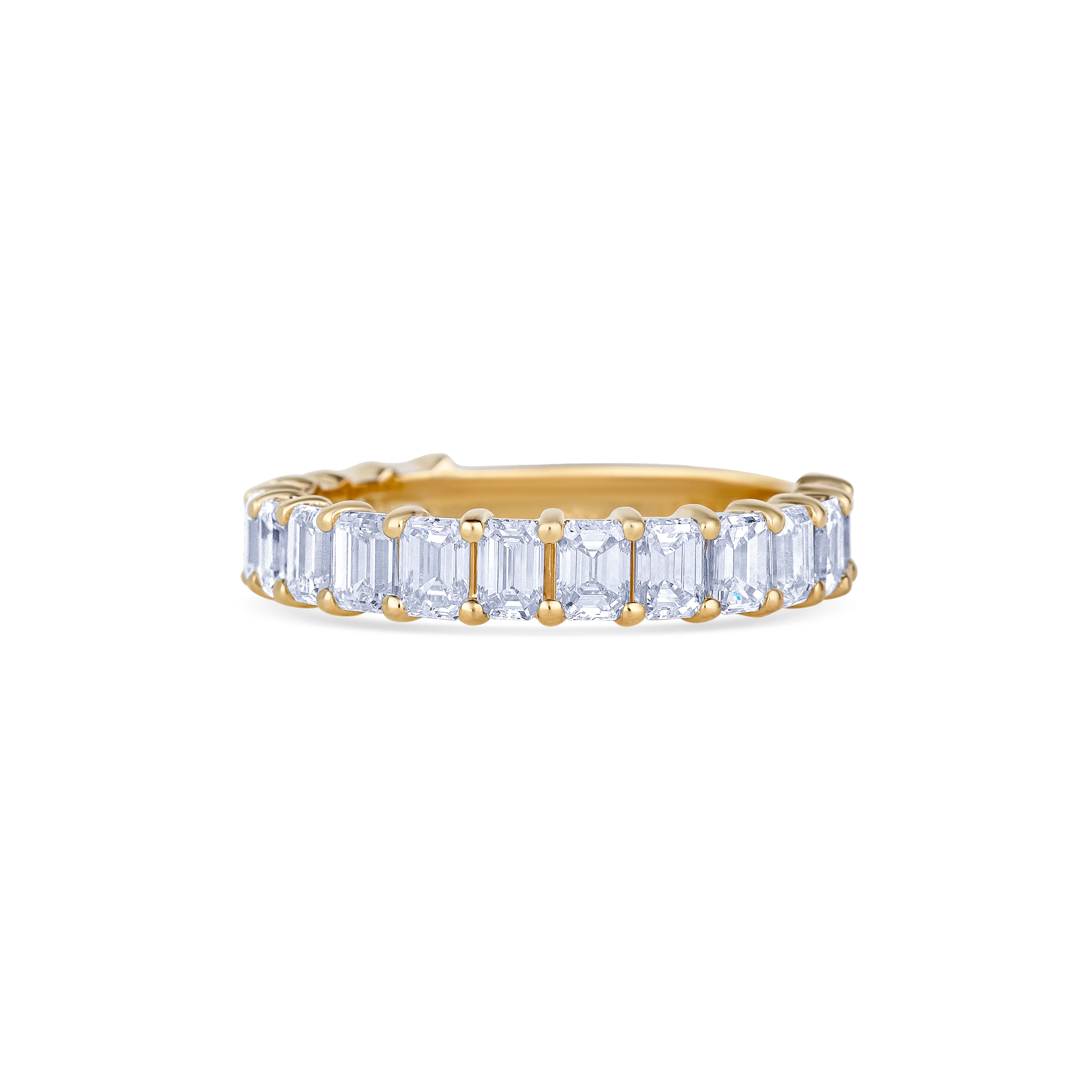 14K Yellow Gold Emerald Cut Diamond Three Quarter Wedding Band - Image 2