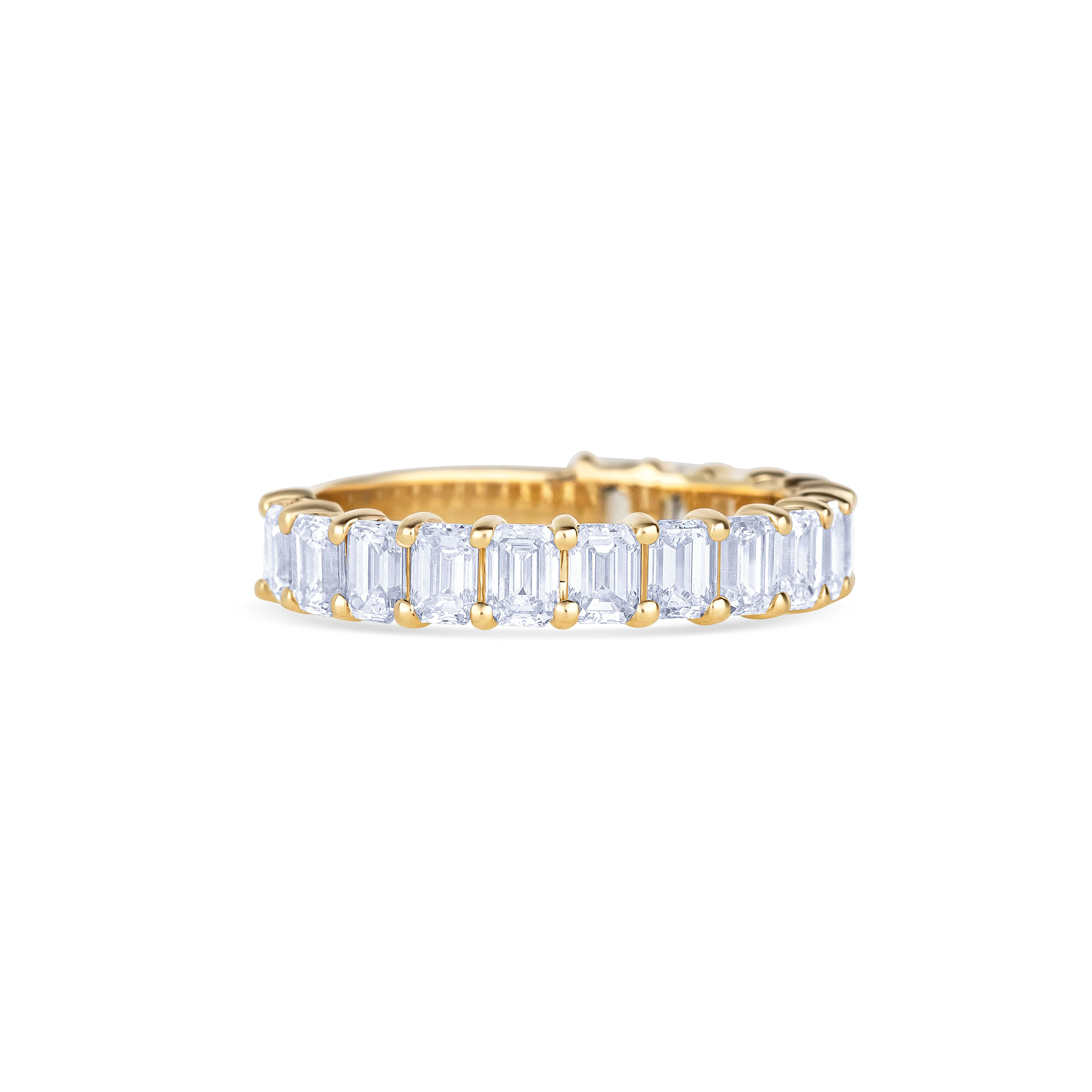 14K Yellow Gold Emerald Cut Diamond Three Quarter Wedding Band - Image 3