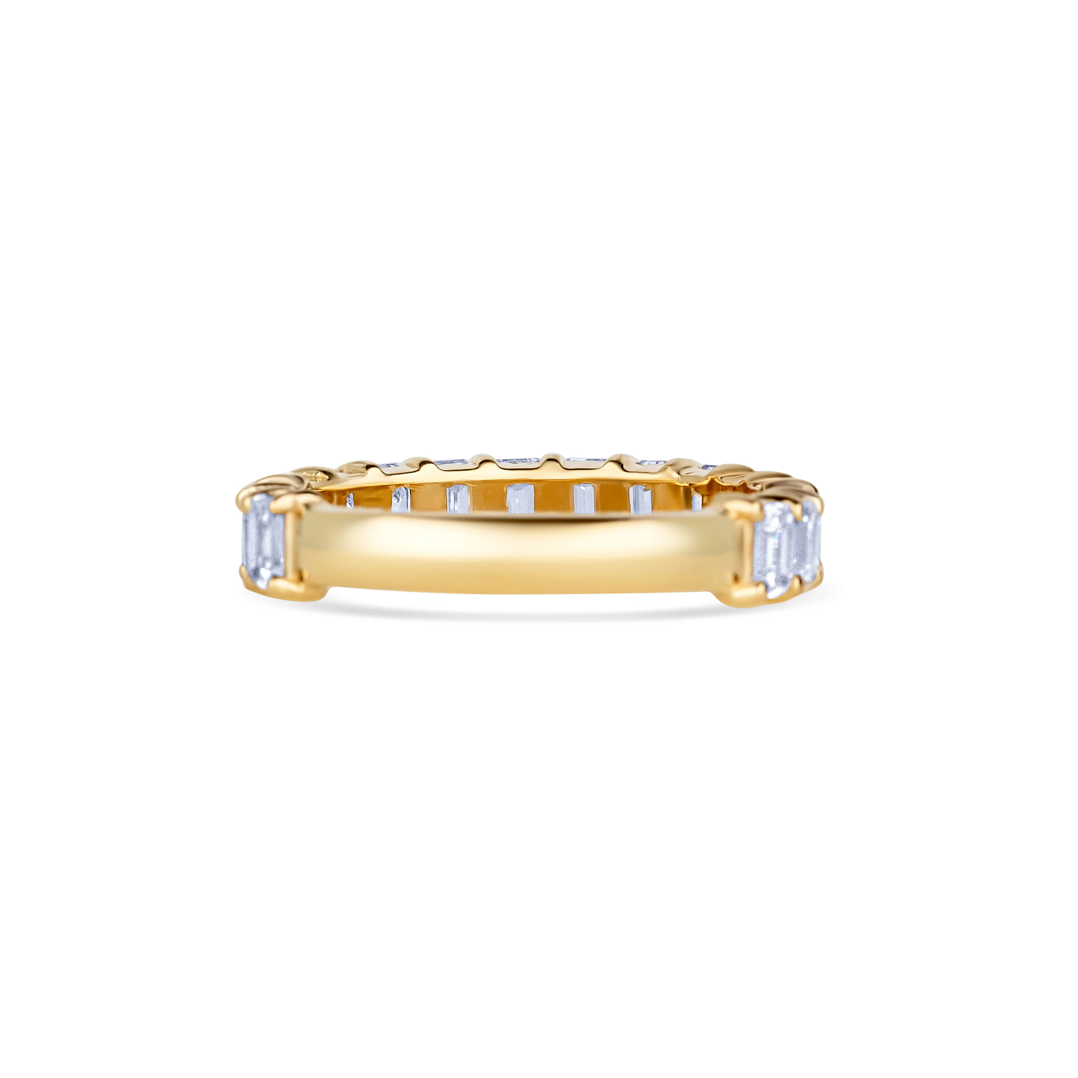 14K Yellow Gold Emerald Cut Diamond Three Quarter Wedding Band - Image 4