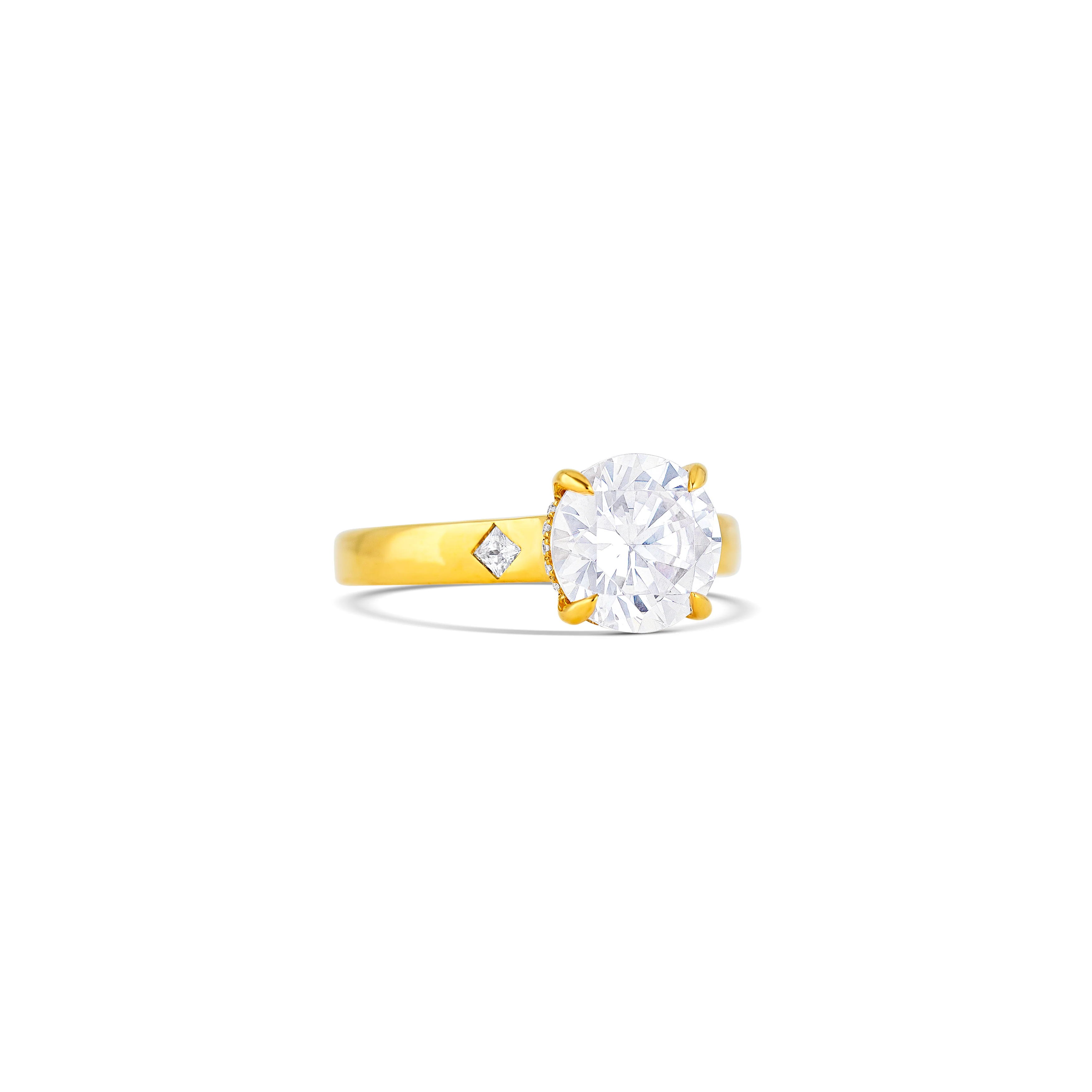 14K Yellow Gold Engagement Ring Setting with Accent Stones - Image 3