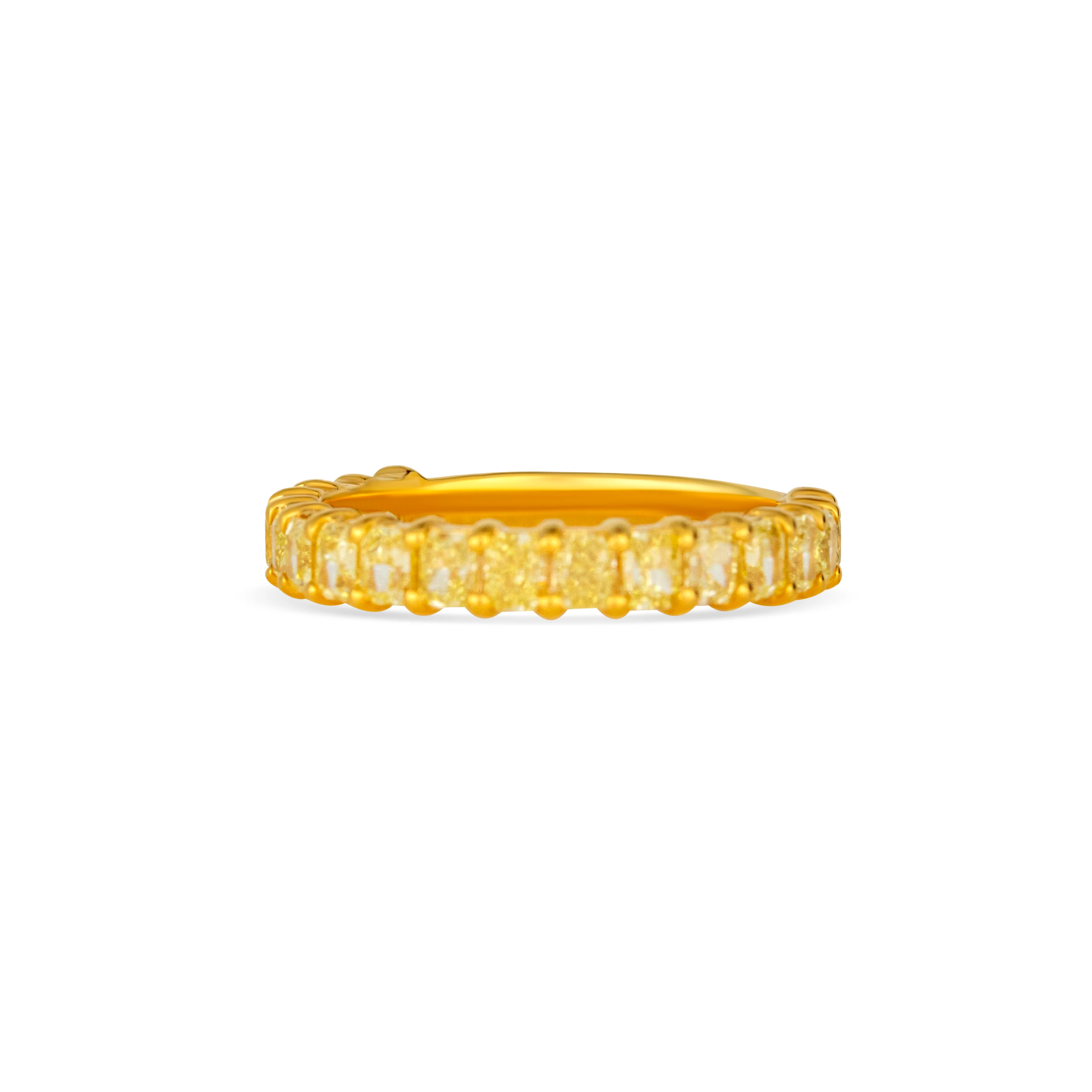 14K Yellow Gold Fancy Yellow Princess Cut Diamond Three Quarter Wedding Band - Image 2