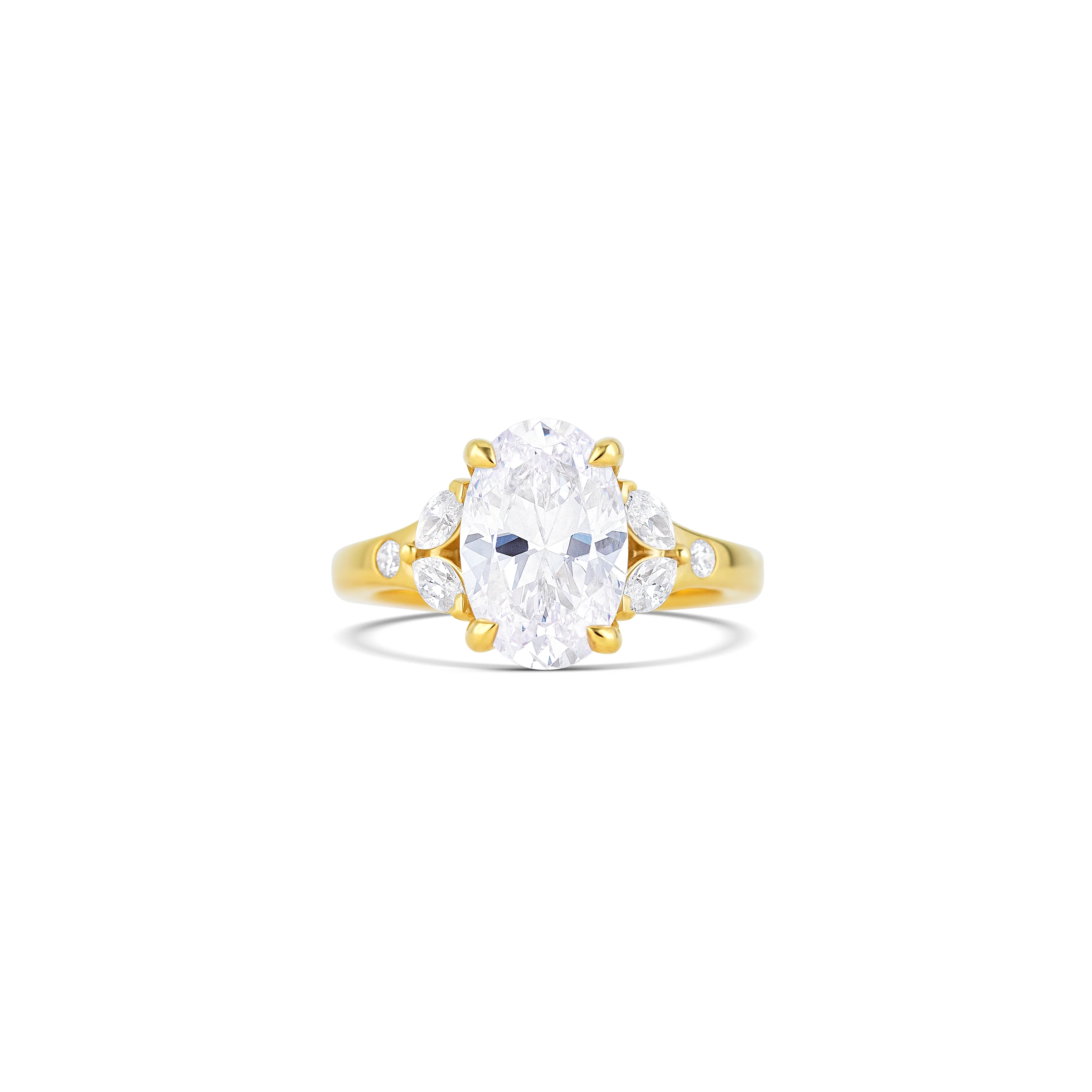 14K Yellow Gold Floral Diamond Engagement Ring Setting