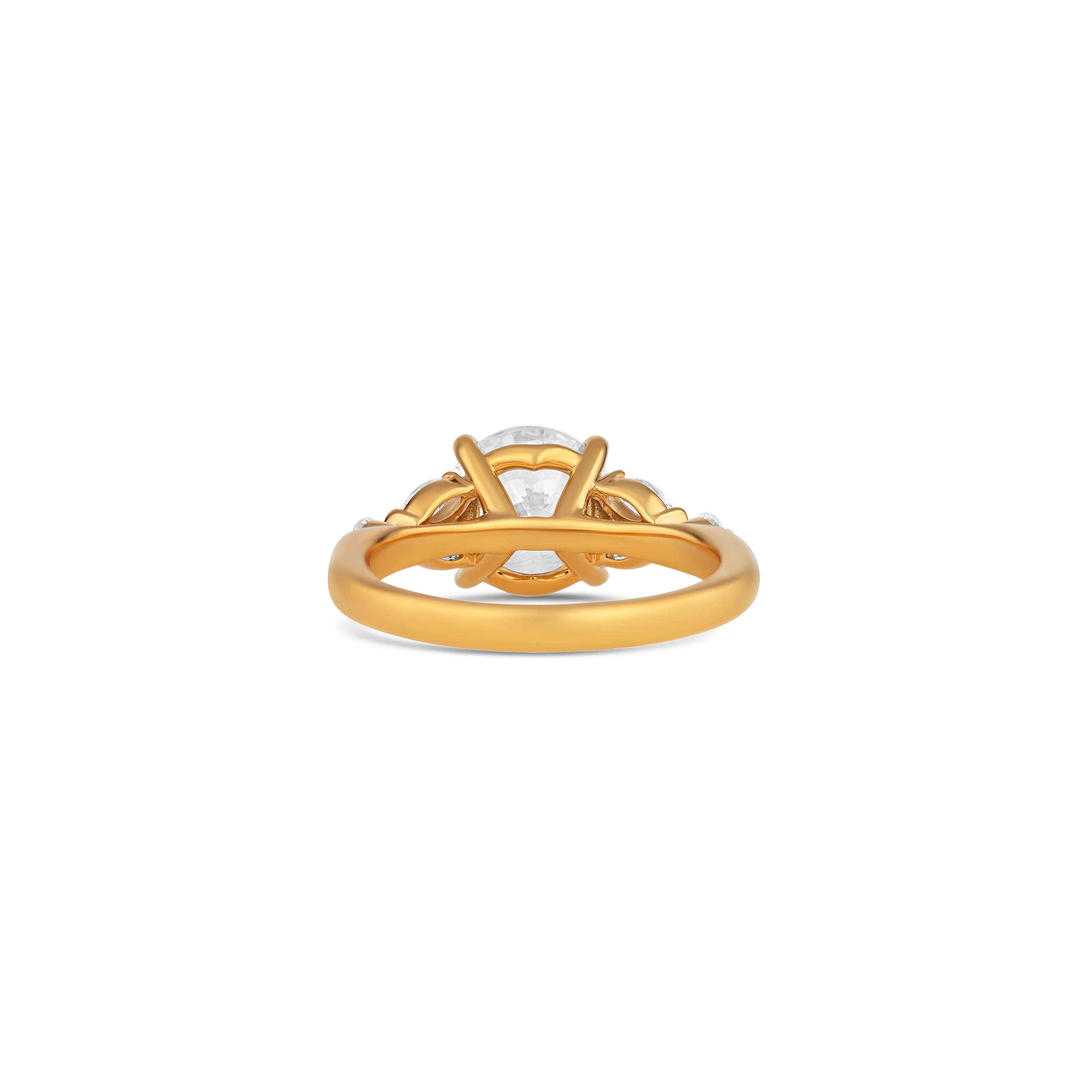14K Yellow Gold Four Prong Round And Marquise Diamond Semi-Mount - Image 4
