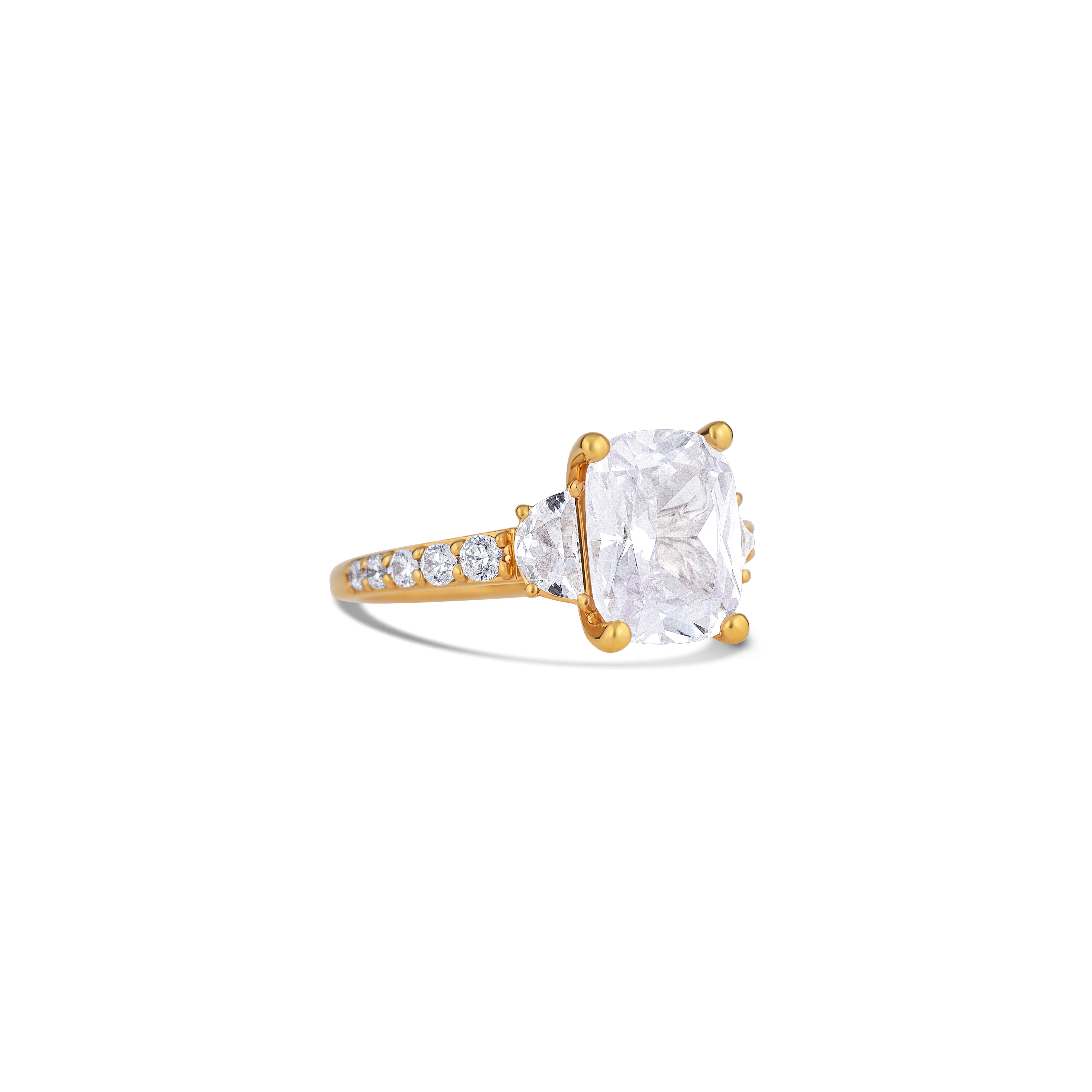 14K Yellow Gold Four Prong Round Diamond Engagement Ring - Image 3