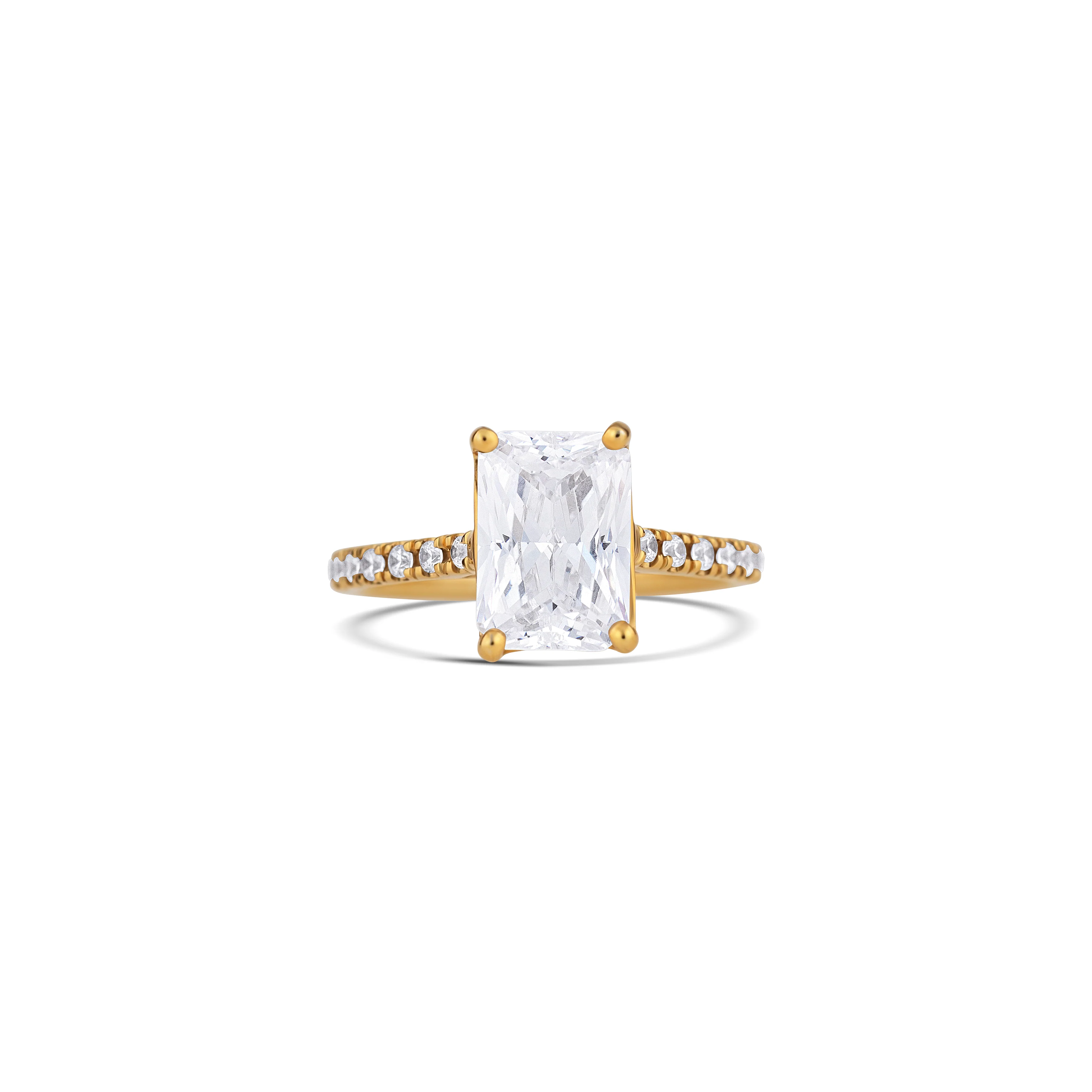 14K Yellow Gold Four Prong Round Diamond Pavé Side Semi-Mount