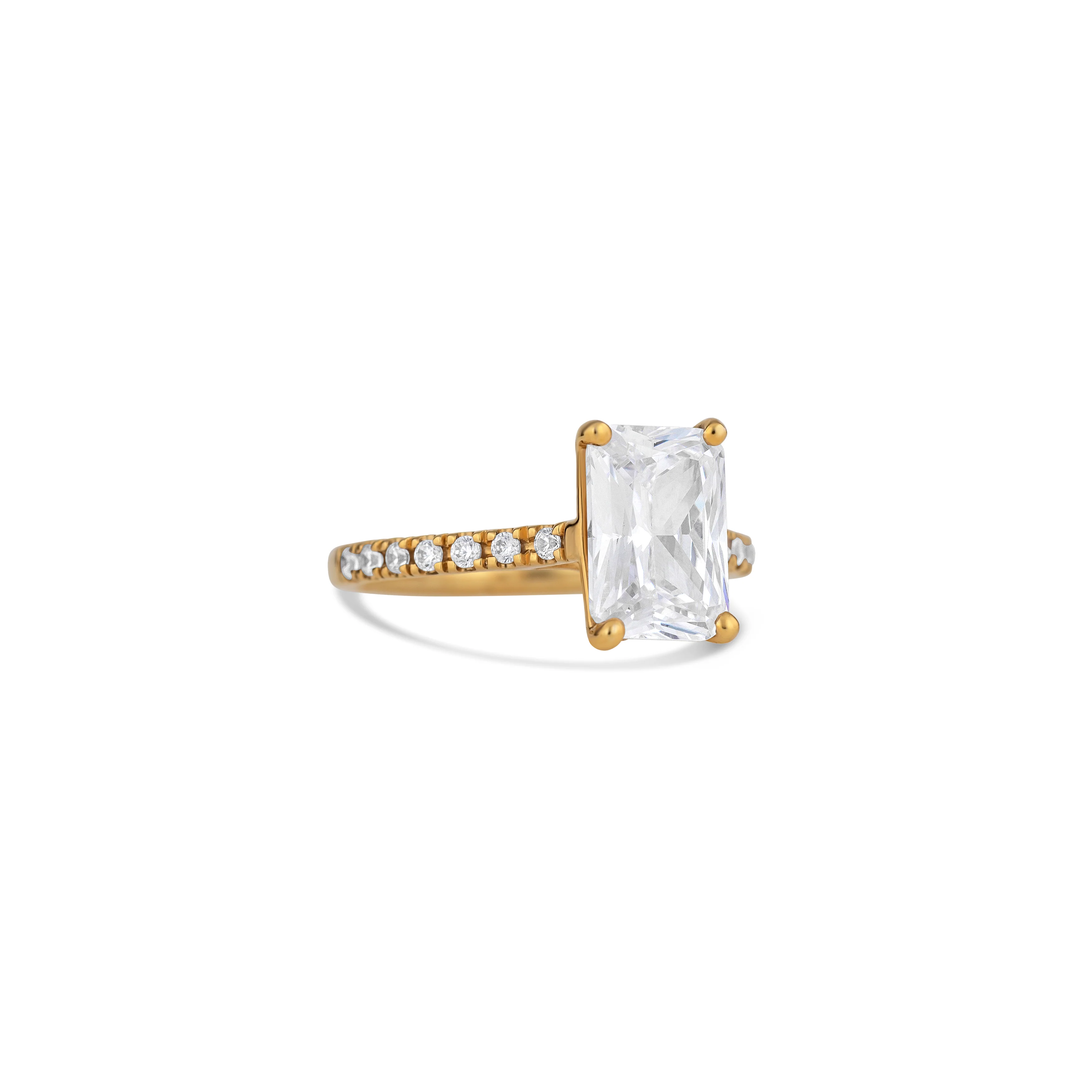 14K Yellow Gold Four Prong Round Diamond Pavé Side Semi-Mount - Image 3
