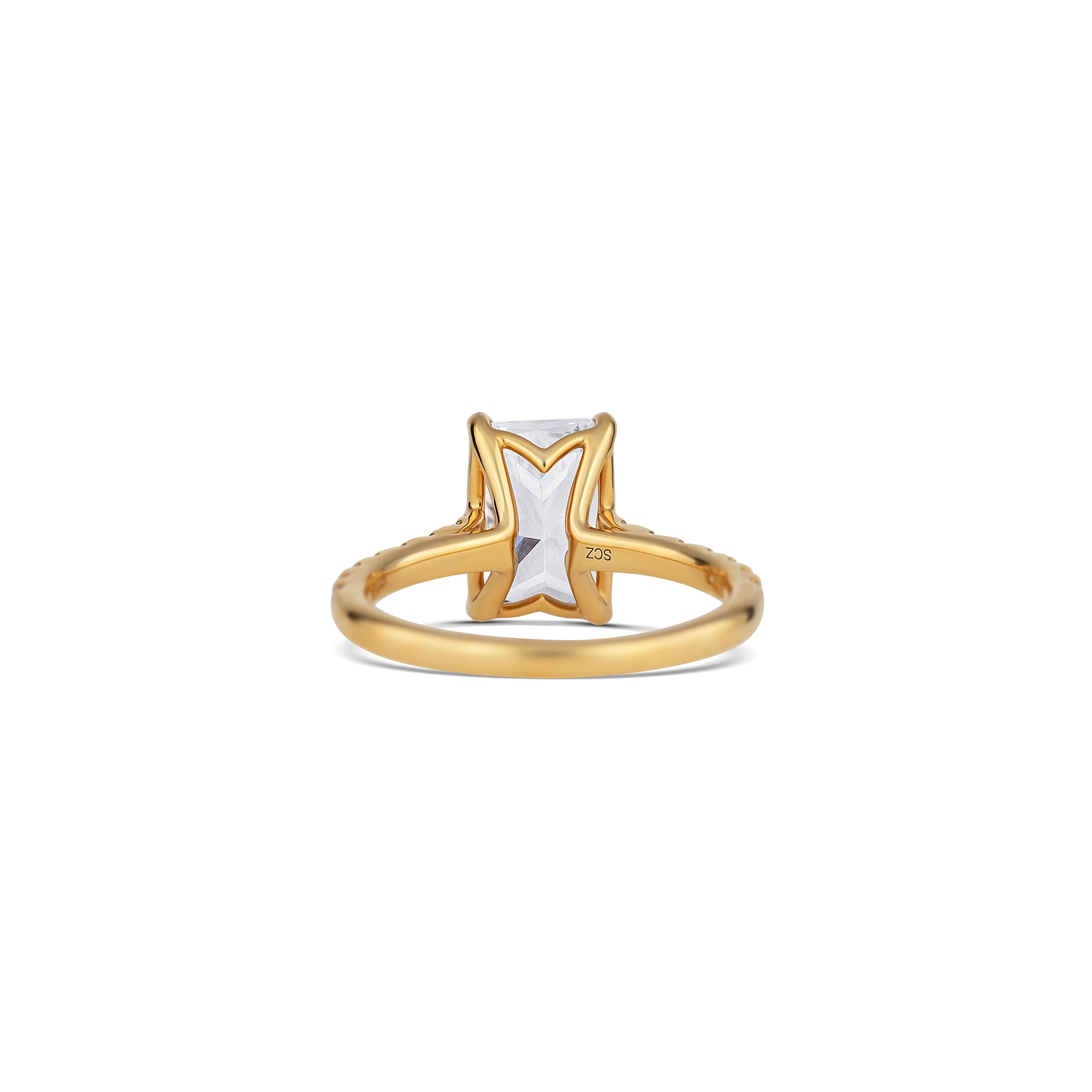 14K Yellow Gold Four Prong Round Diamond Pavé Side Semi-Mount - Image 4