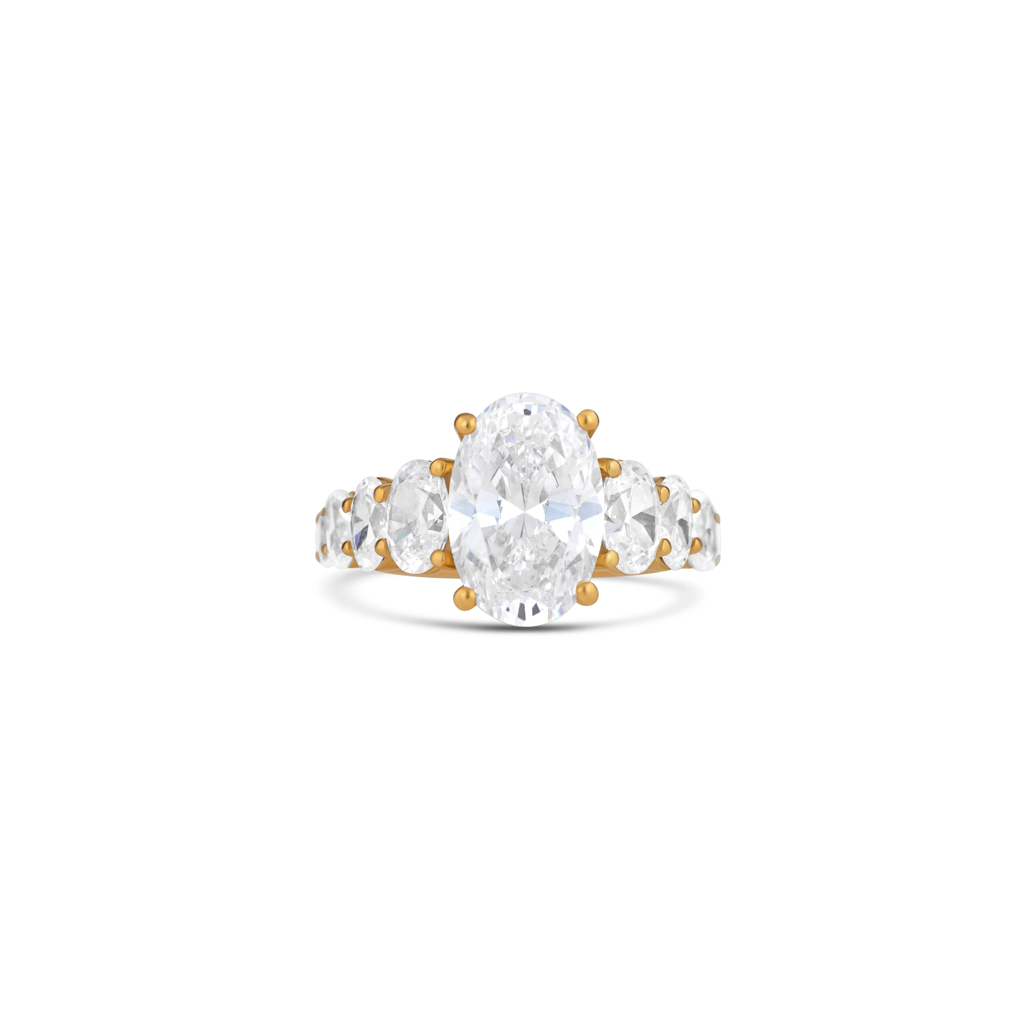 14K Yellow Gold Graduated Oval Diamond Semi-Mount