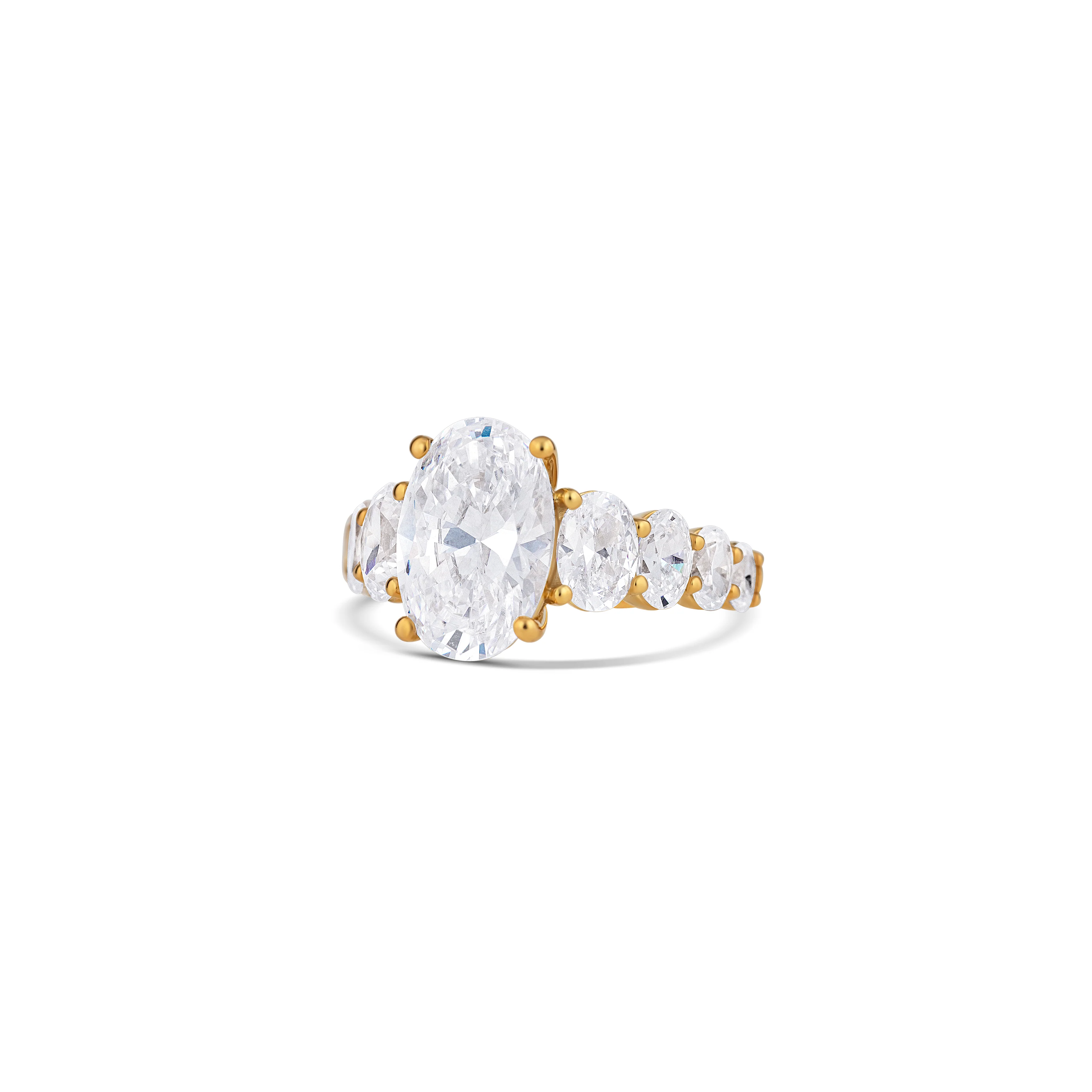 14K Yellow Gold Graduated Oval Diamond Semi-Mount - Image 2