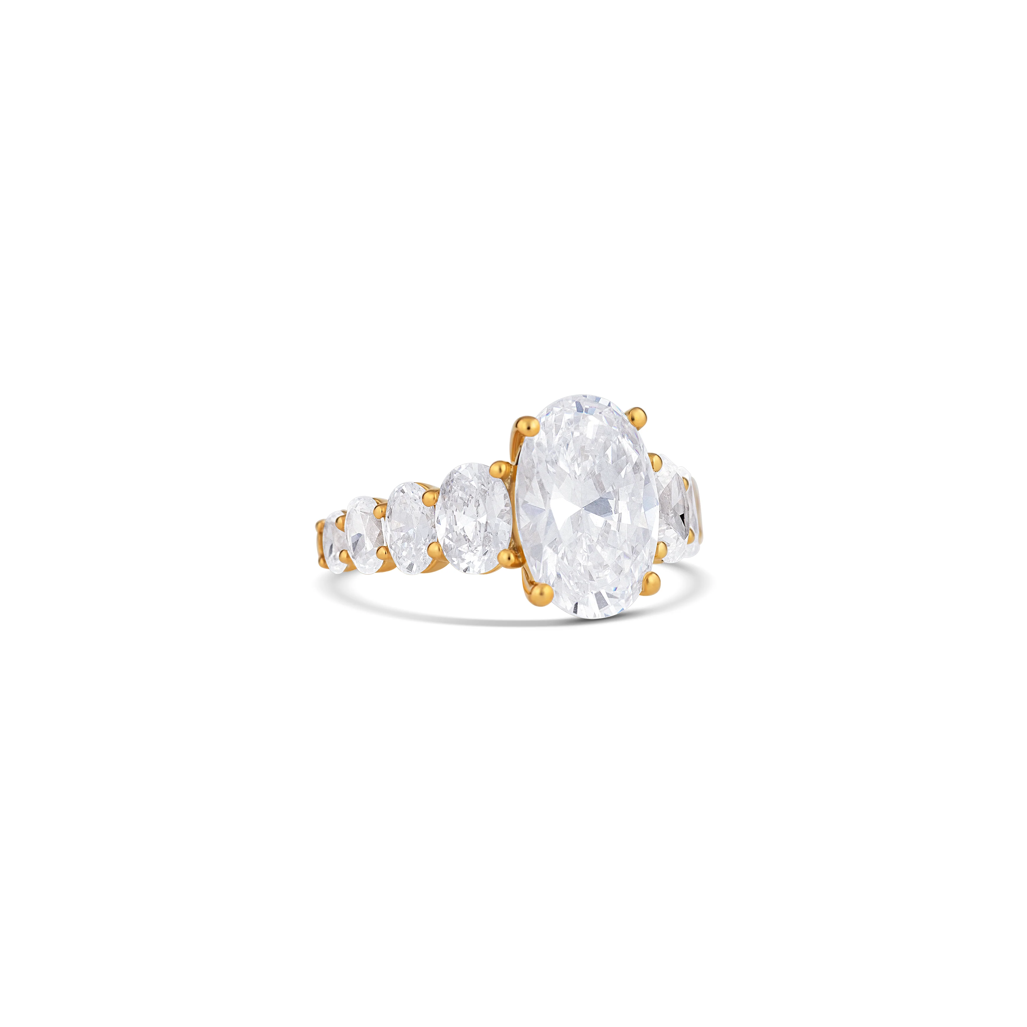 14K Yellow Gold Graduated Oval Diamond Semi-Mount - Image 3
