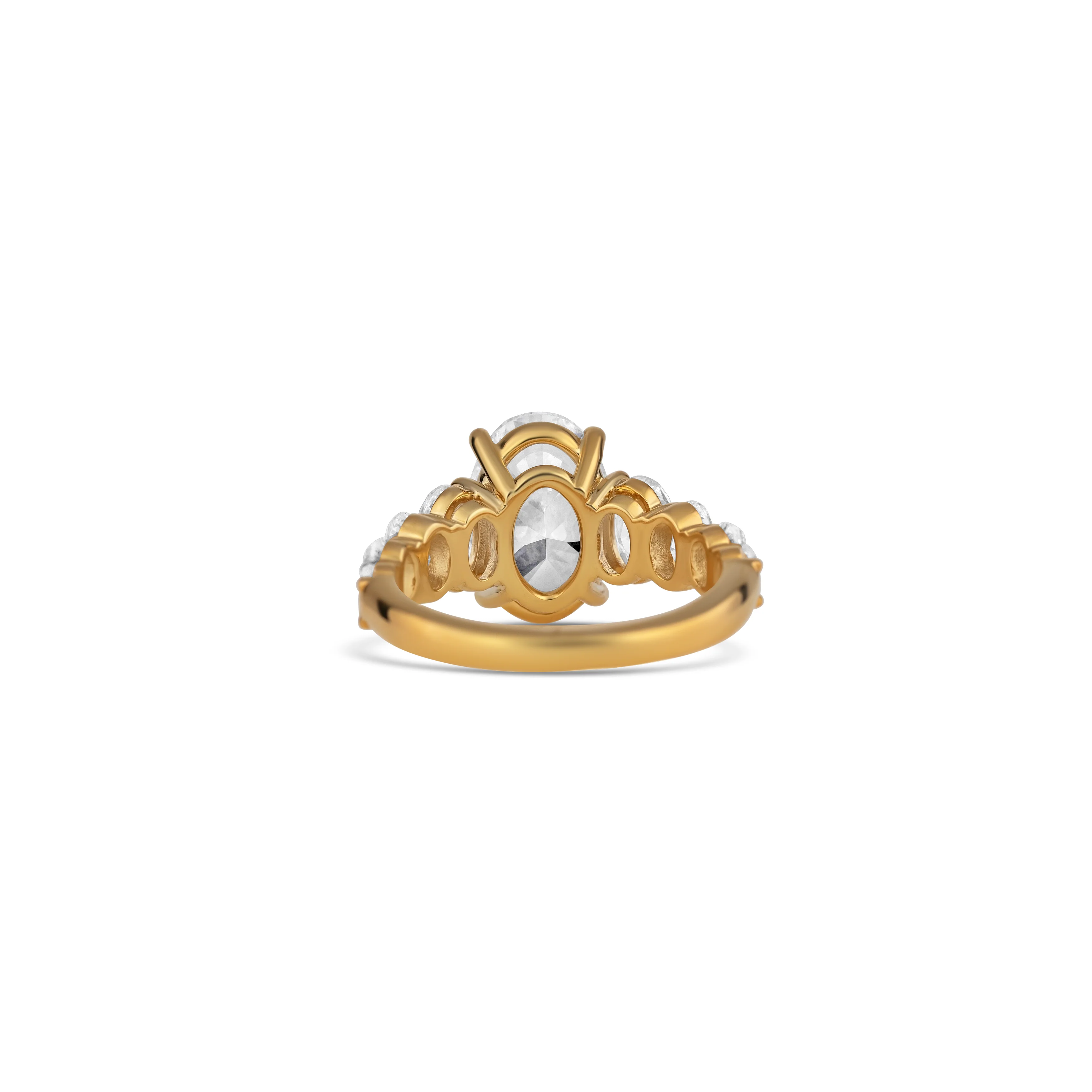 14K Yellow Gold Graduated Oval Diamond Semi-Mount - Image 4