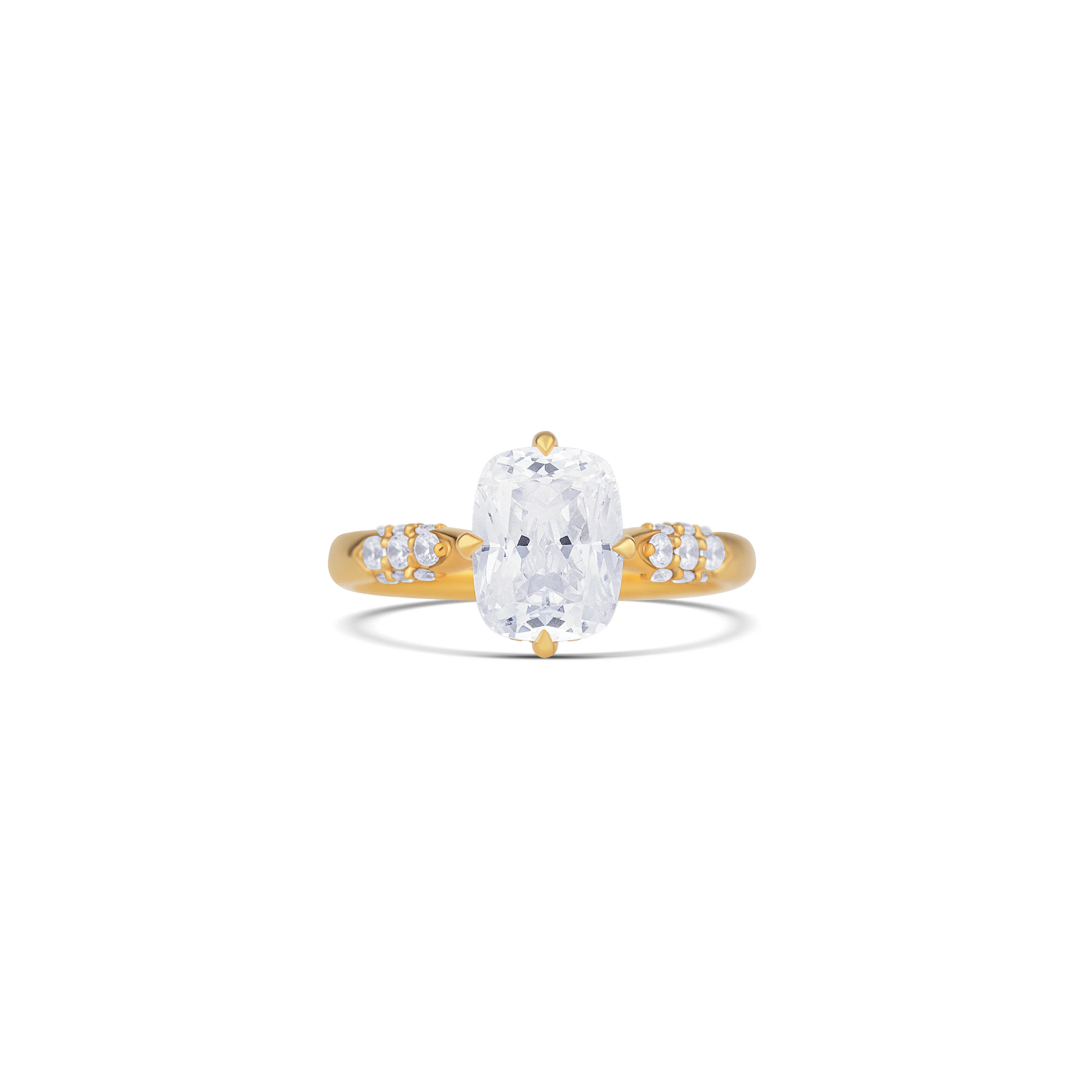 14K Yellow Gold Hidden Halo Round Diamond Engagement Ring